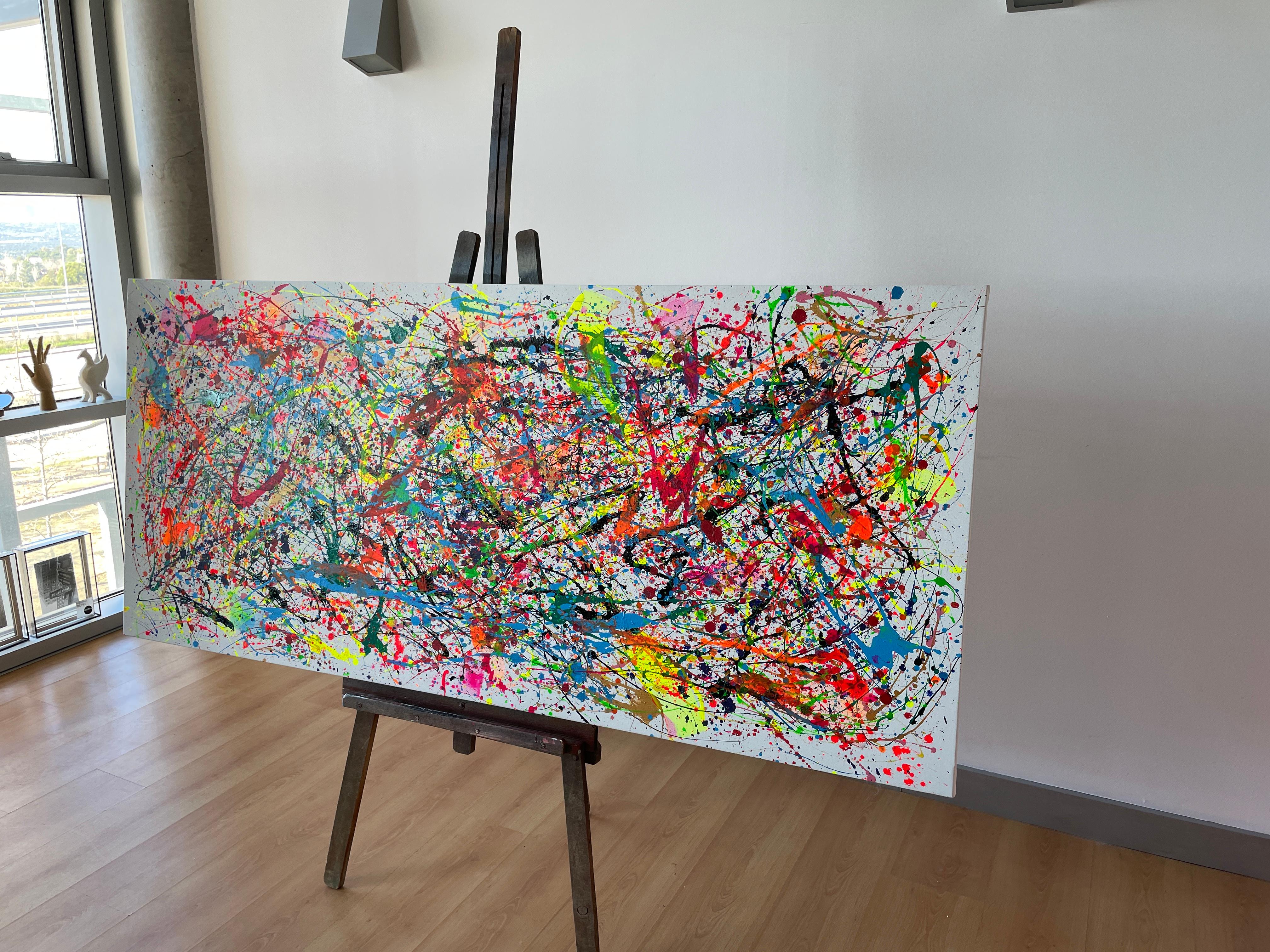 Mehrfarbige Vibration auf reinem Weiß (Abstrakter Expressionismus), Painting, von Juan Jose Garay