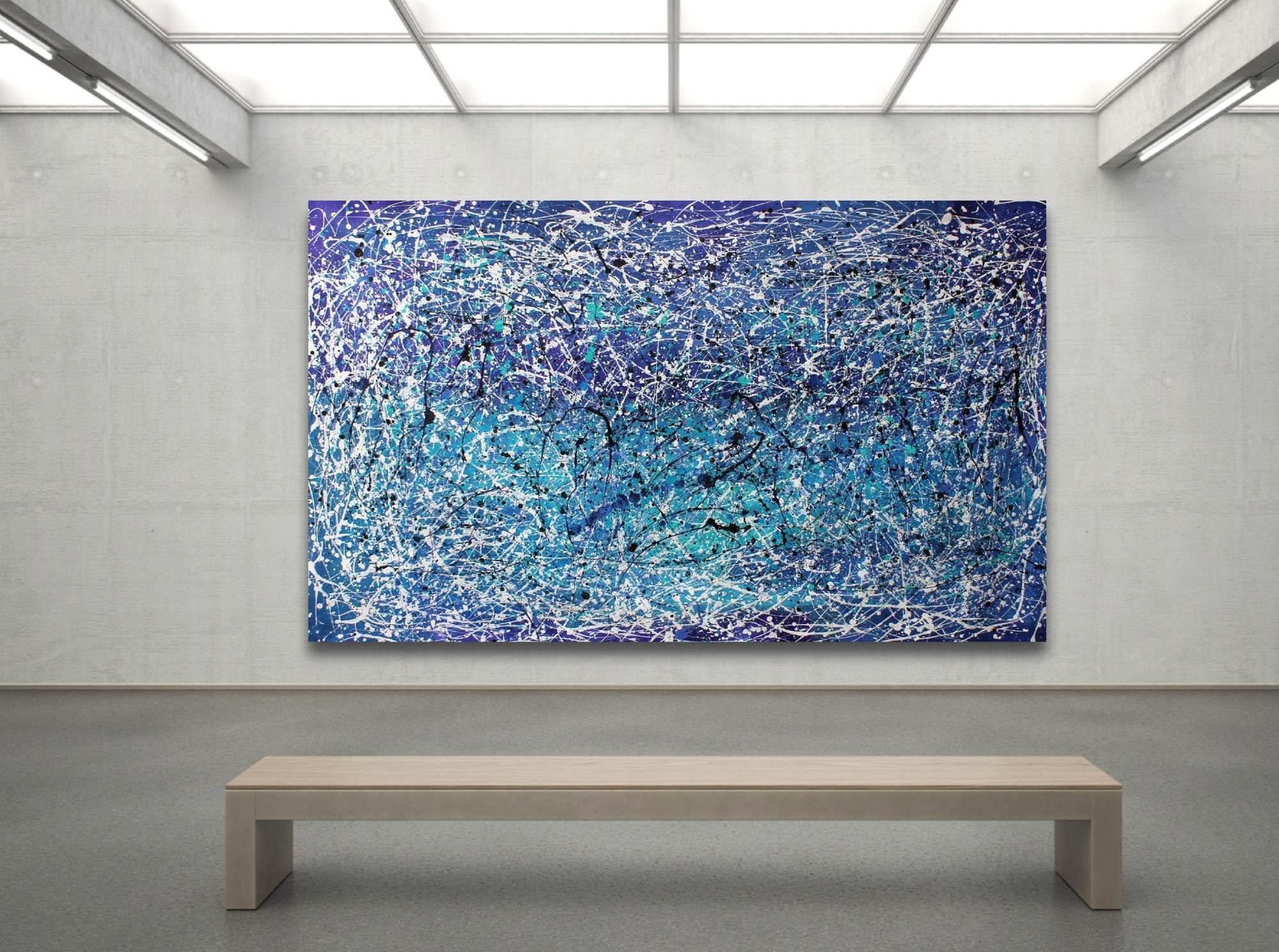 Niemals aufgeben Große Dinge brauchen Zeit  (Blau), Abstract Painting, von Juan Jose Garay
