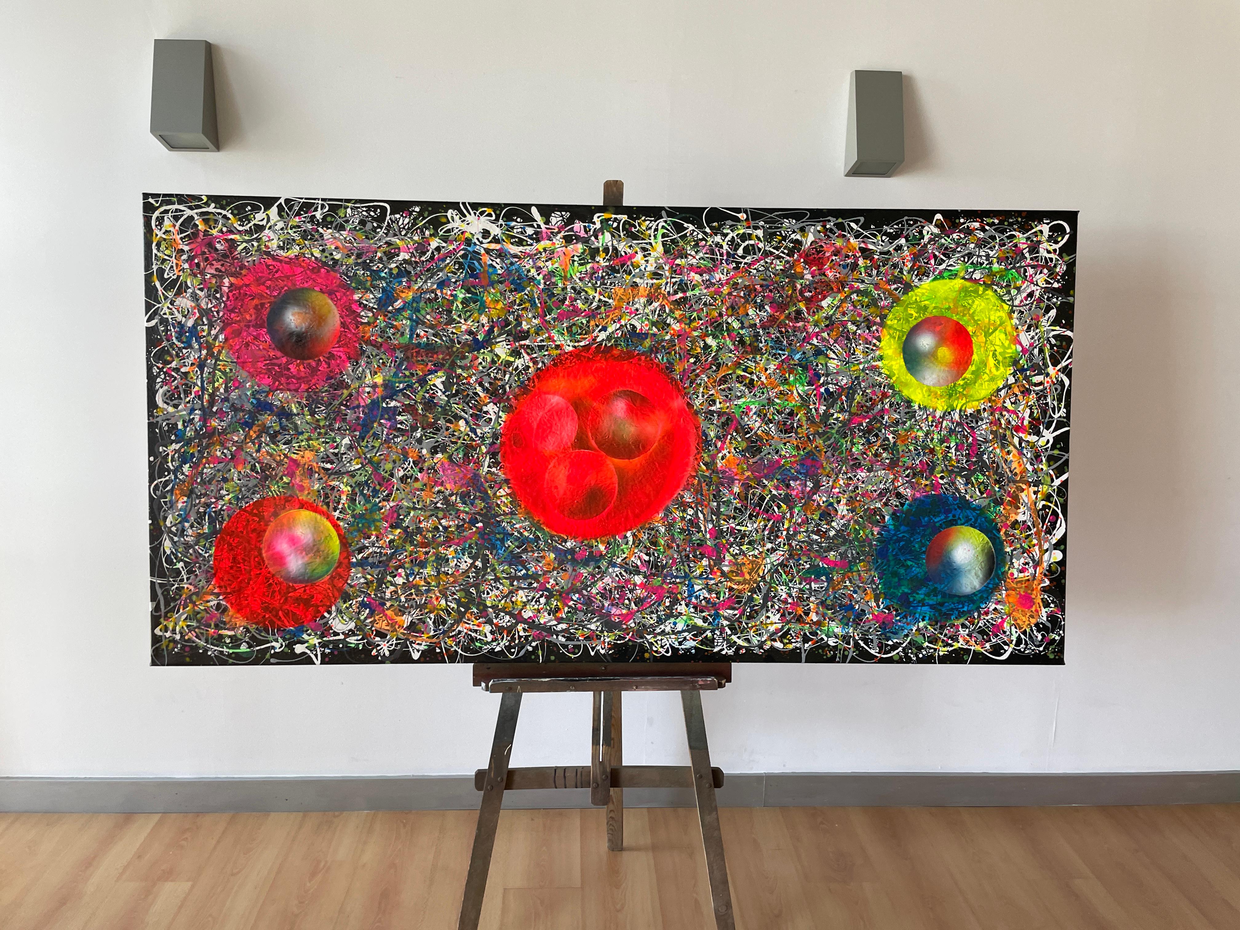 Orbit of Chaos - Gray Interior Painting by Juan Jose Garay
