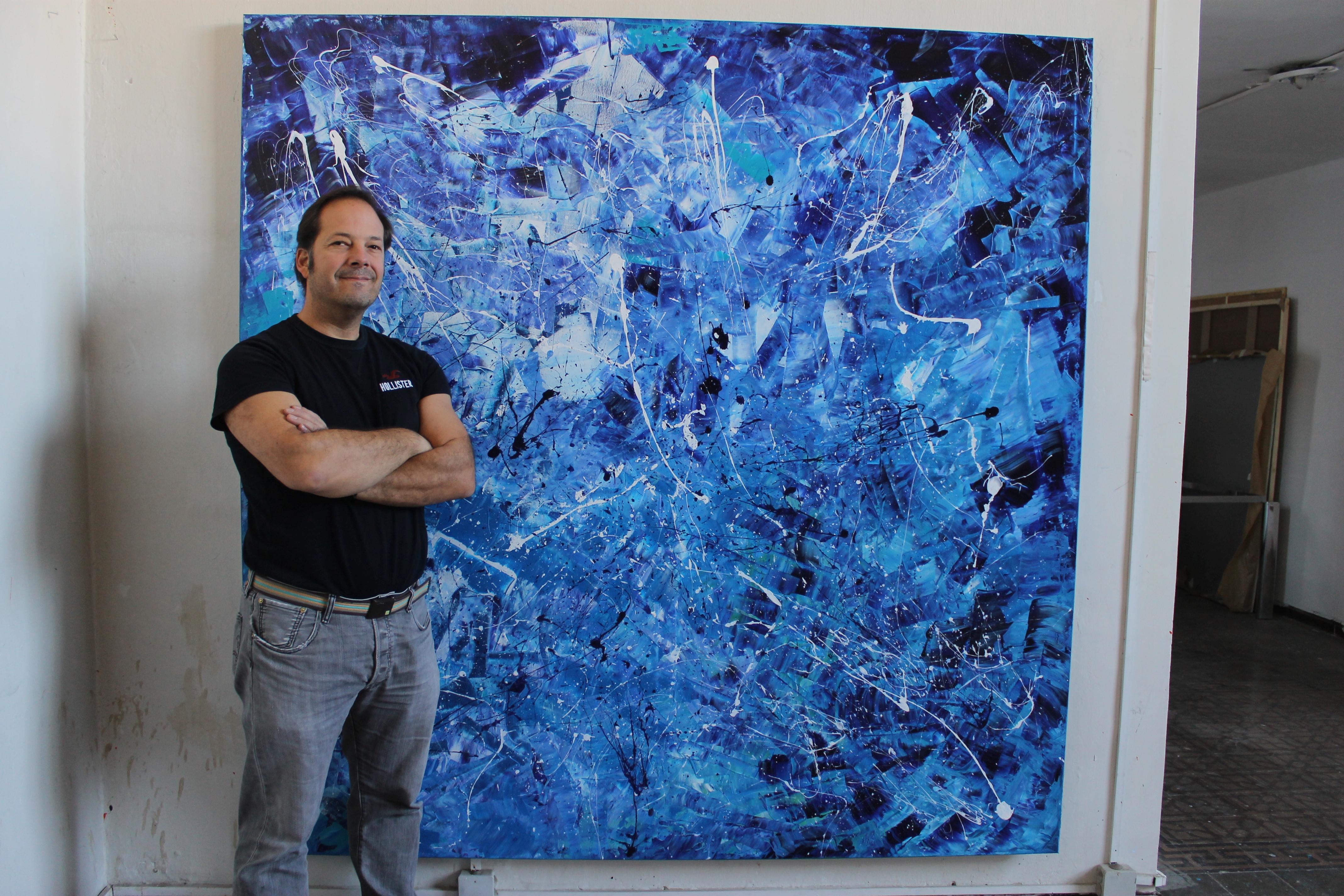 Pacific Ocean - Blue Abstract Painting by Juan Jose Garay
