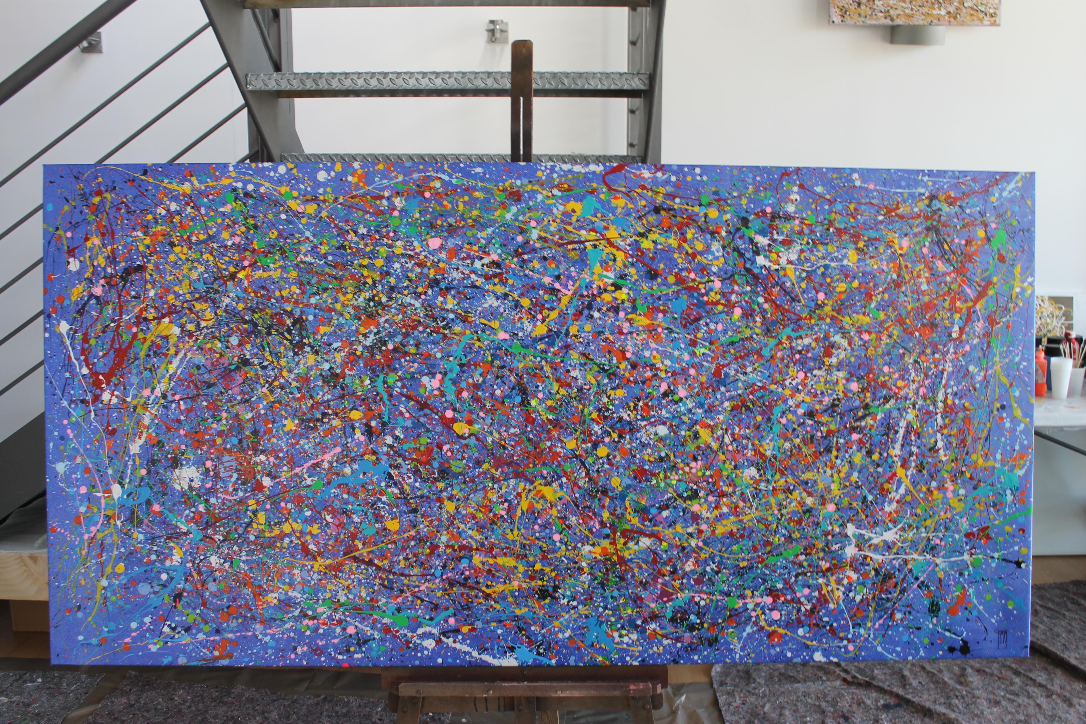 Poetry Blue - Abstract Expressionist Painting by Juan Jose Garay