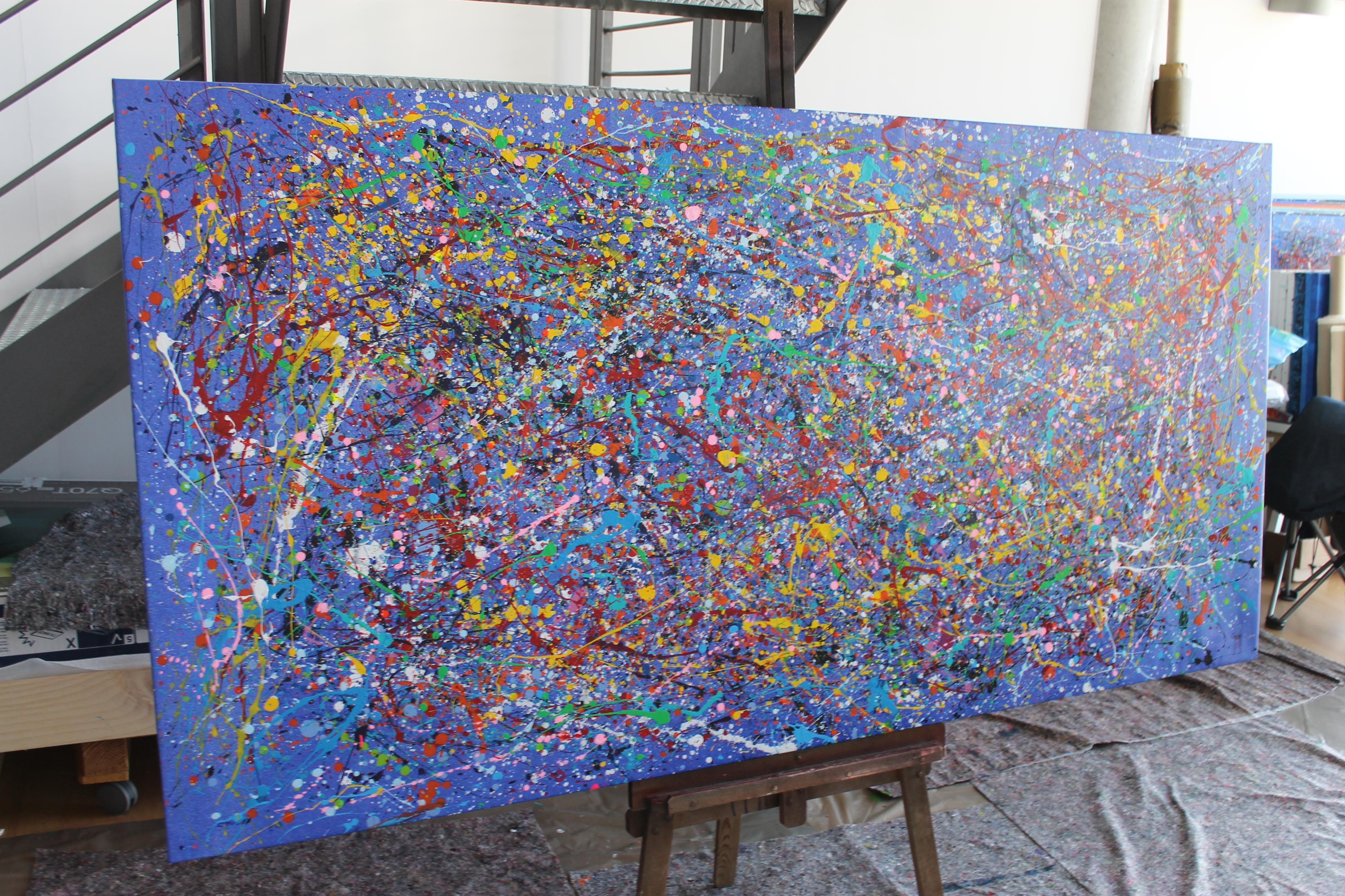Painting: Acrylic and enamel on Canvas. 
Esta obra es una explosión de energía y pasión que quise capturar con colores vivos y movimientos caóticos. Utilicé acrílico y esmalte para crear una textura vibrante que transmite el deseo natural y la