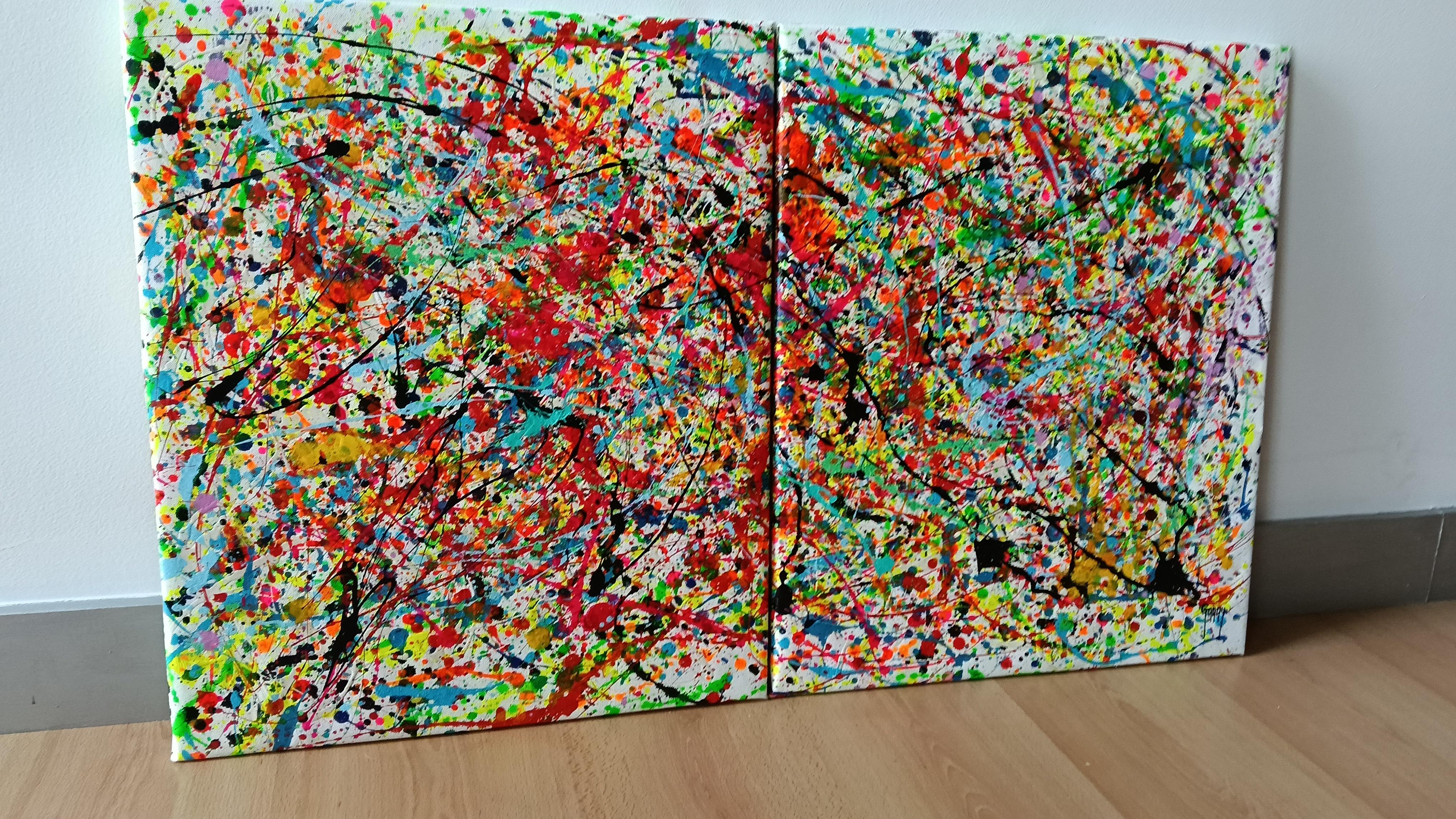 Pulses Between Shadows and Light Diptychon (Abstrakter Expressionismus), Painting, von Juan Jose Garay
