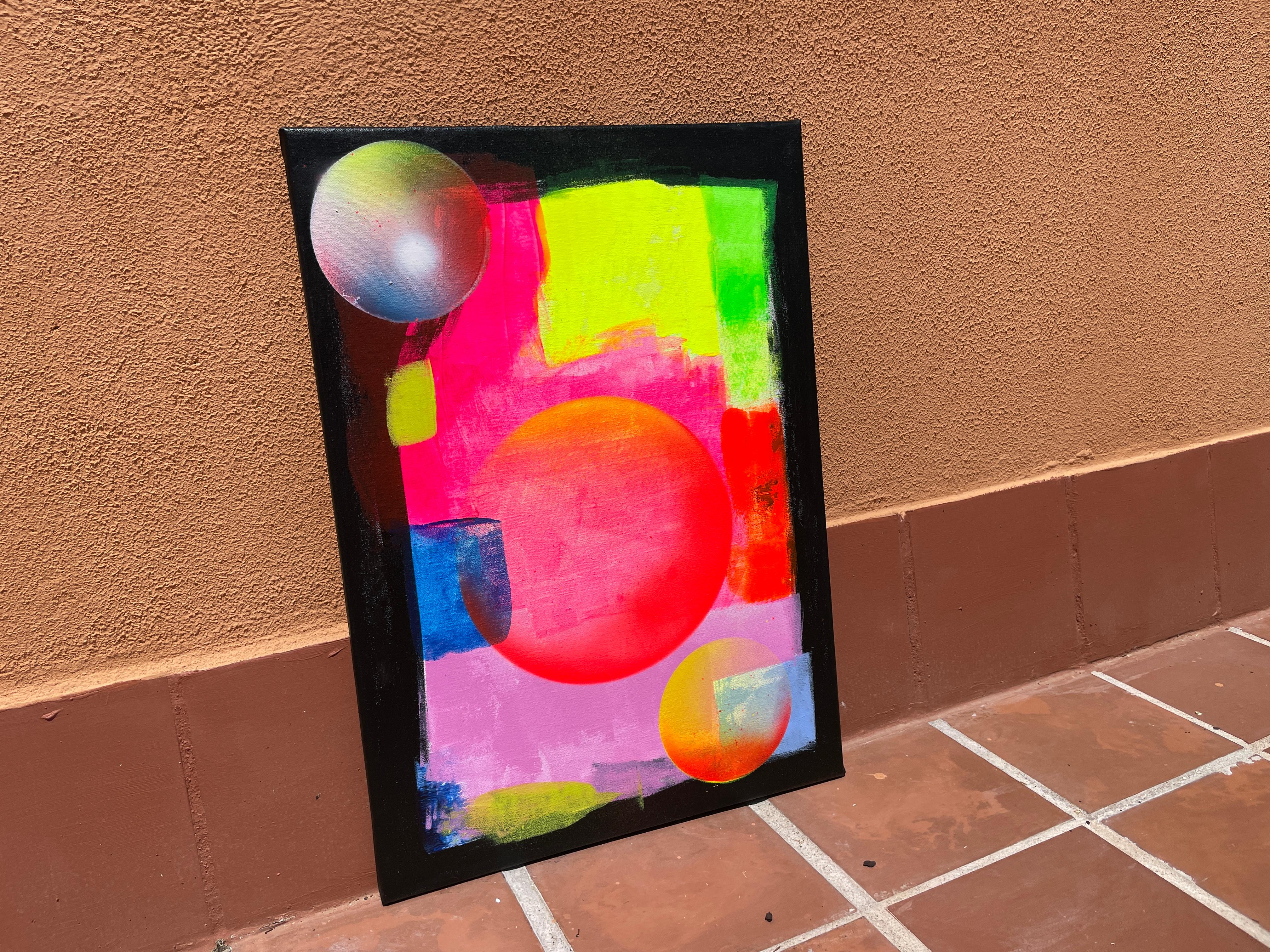 Is a captivating masterpiece that embodies the essence of the action painting movement. With its vibrant display of colors against a pristine white backdrop, this artwork emanates an electrifying energy that captivates viewers from the moment they