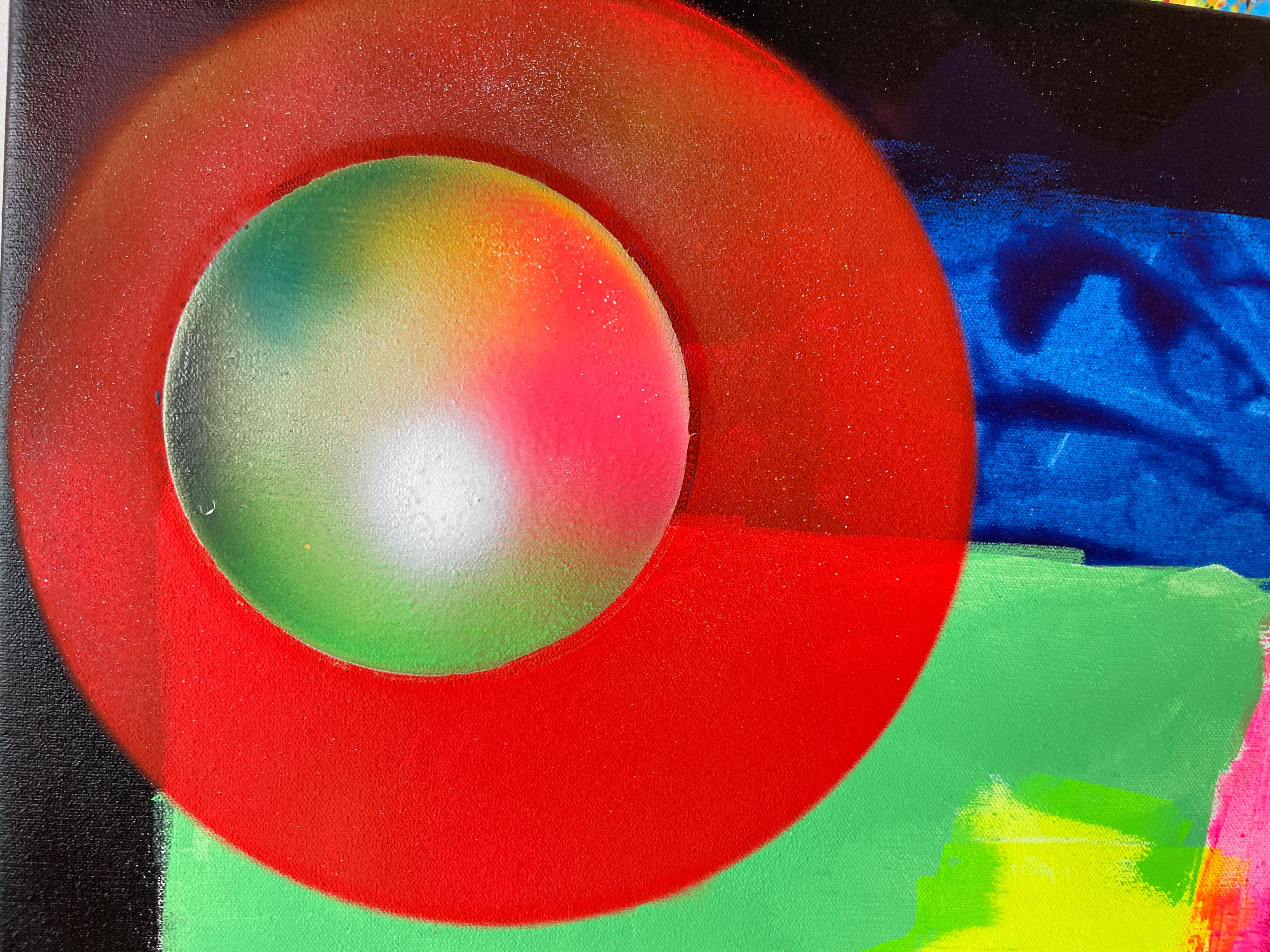 Is a captivating masterpiece that embodies the essence of the action painting movement. With its vibrant display of colors against a pristine white backdrop, this artwork emanates an electrifying energy that captivates viewers from the moment they