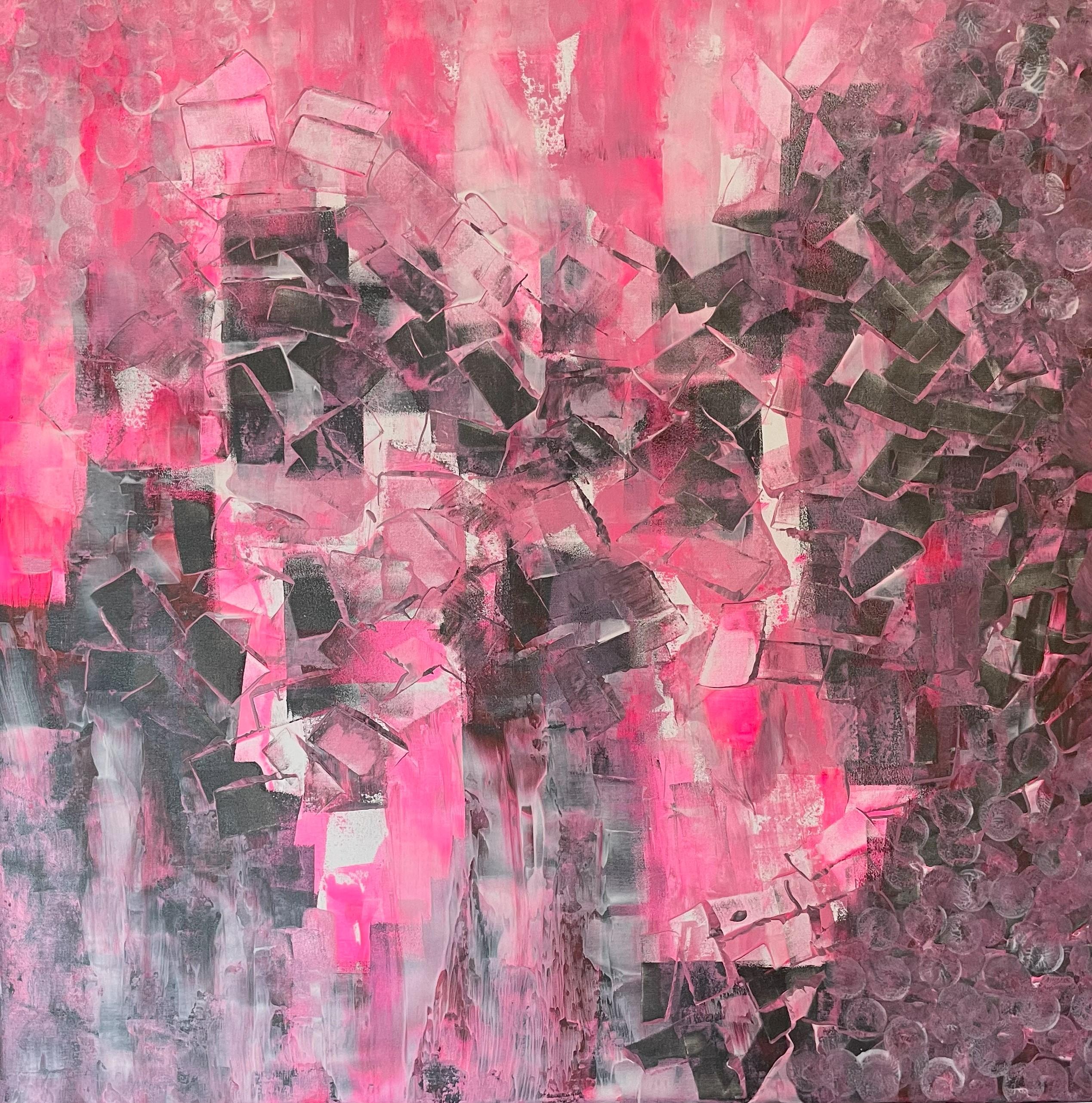 Juan Jose Garay Abstract Painting - Roses in the Dark