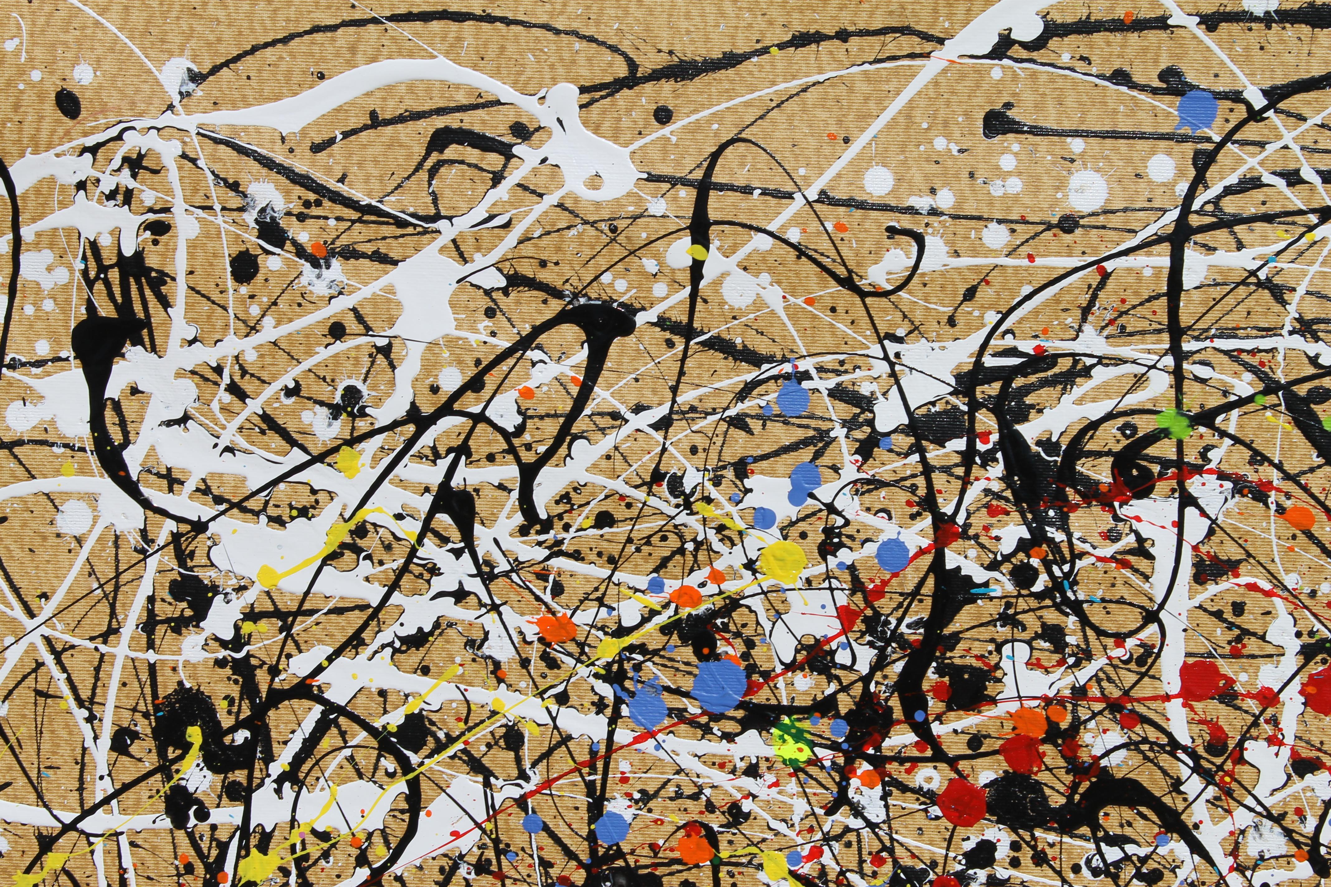Painting: Acrylic and enamel on Canvas. 
Esta obra es una explosión de energía y pasión que quise capturar con colores vivos y movimientos caóticos. Utilicé acrílico y esmalte para crear una textura vibrante que transmite el deseo natural y la