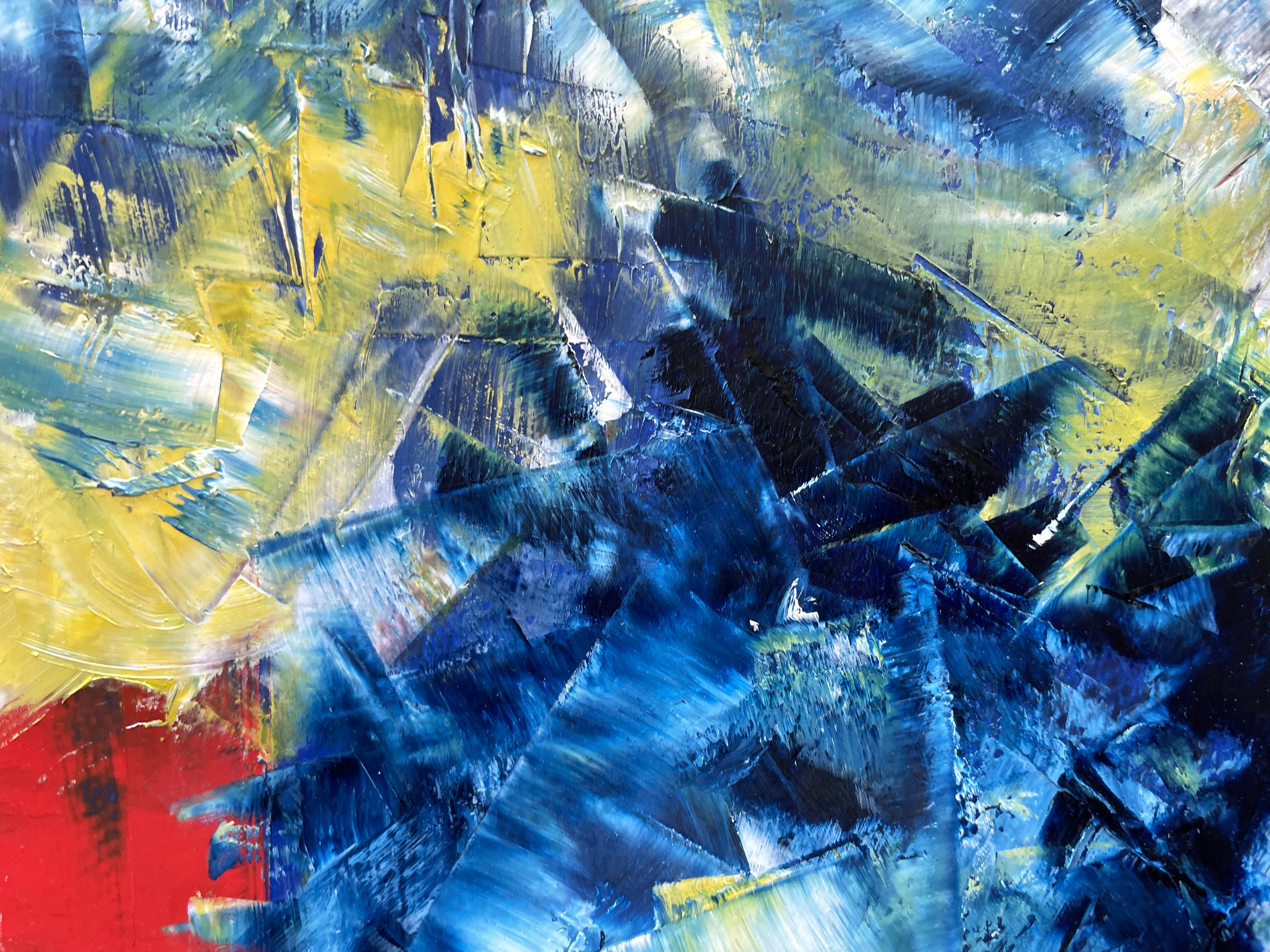 I miei lavori, creati con gli olei, riflettono un'esplorazione astratta e vibrante dell'espíritu humano. La scelta di colori vivi e le forme intersecate catturano la completezza emotiva e la profonda introspezione. Ho cercato di trasmettere