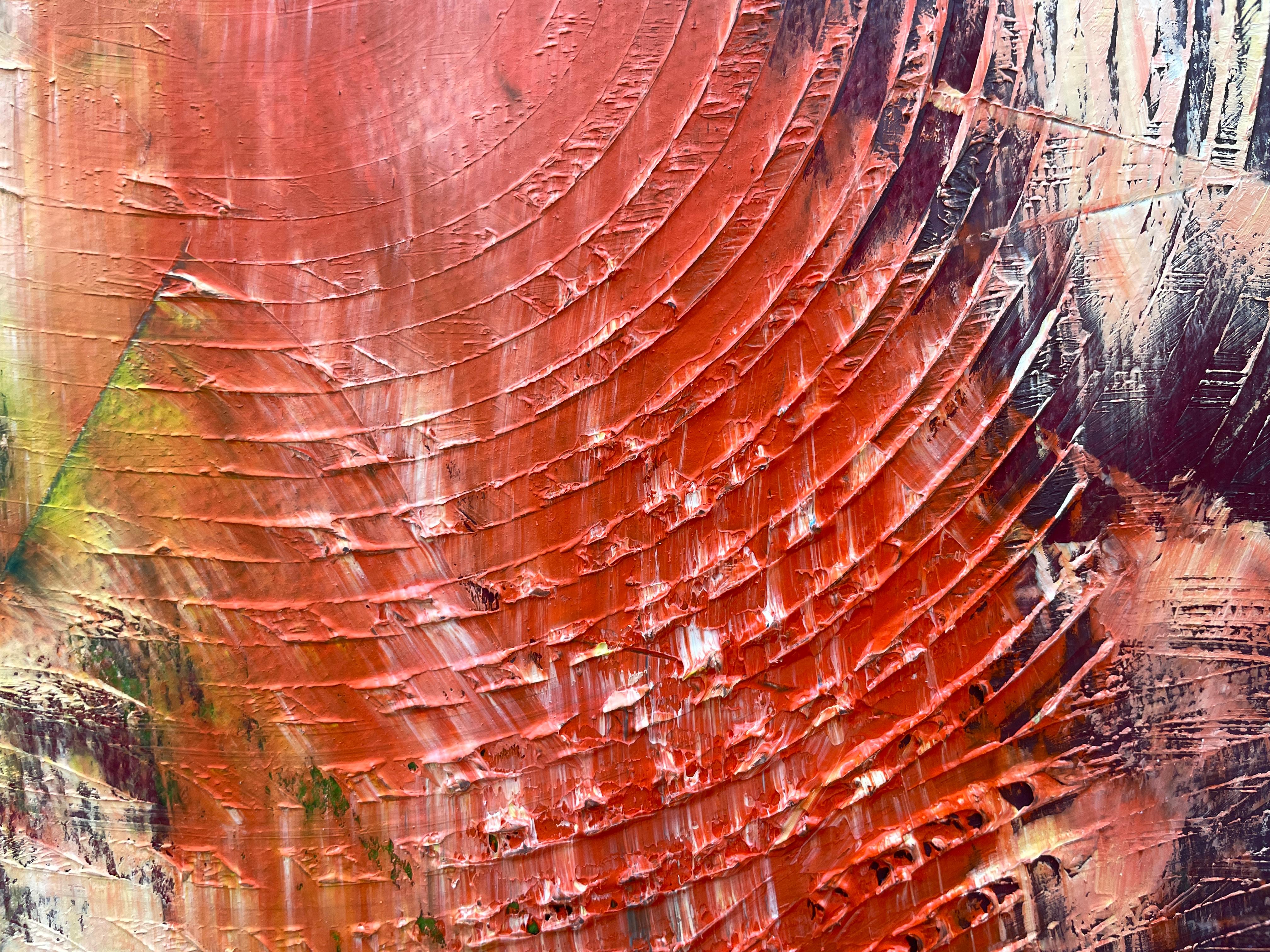 Mi obra, creada con oleos, refleja una exploración abstracta y vibrante del espíritu humano. La elección de colores vivos y las formas entrelazadas captan la complejidad emocional y la profunda introspección. Busqué transmitir la interconexión de