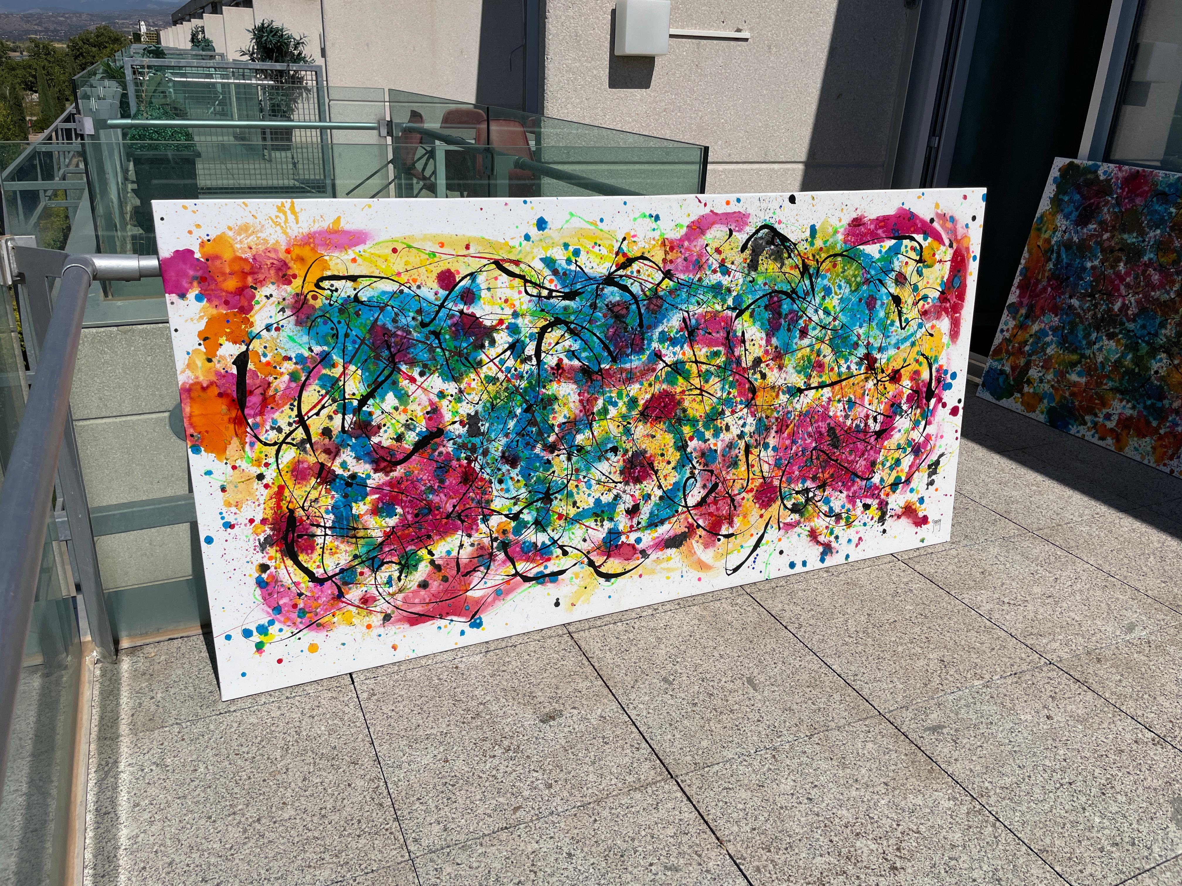 Symphonie der Unordnung (Beige), Abstract Painting, von Juan Jose Garay