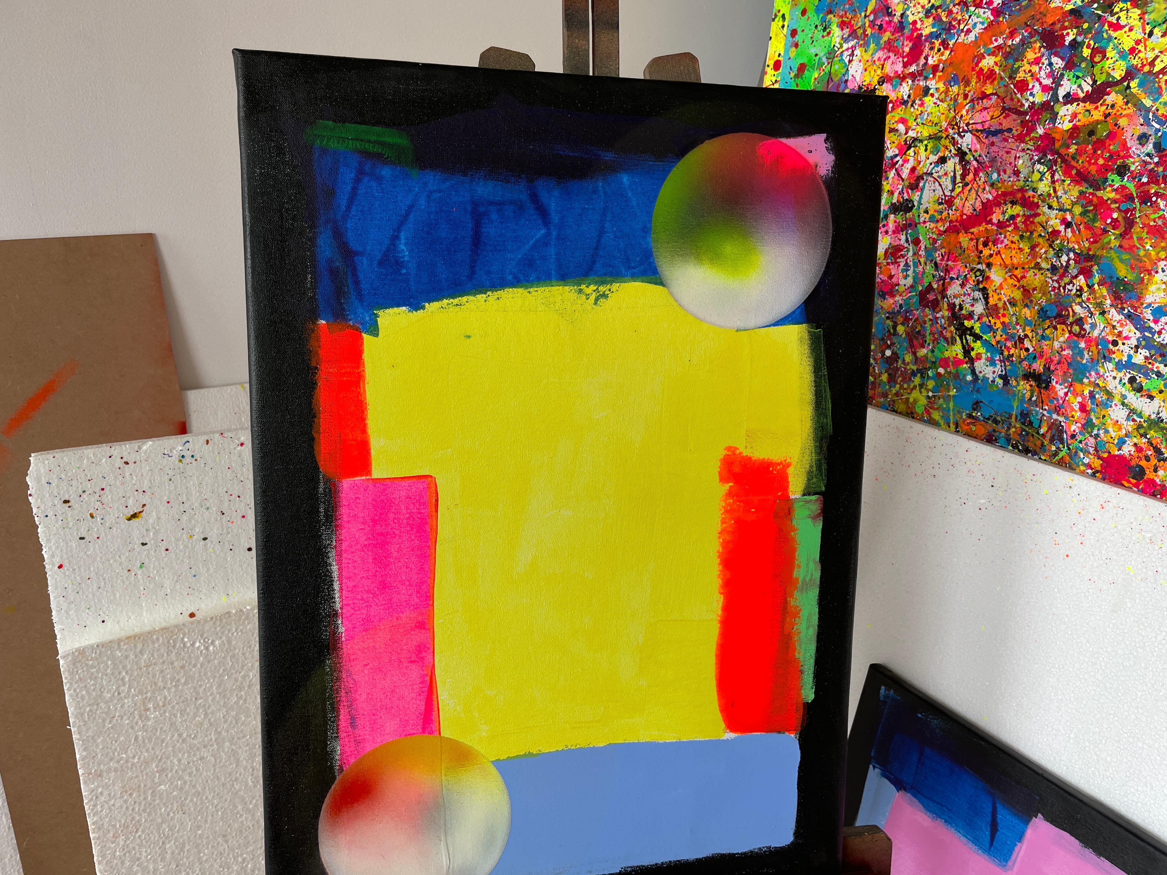 Cercle de transformation 07 - Jaune Abstract Painting par Juan Jose Garay