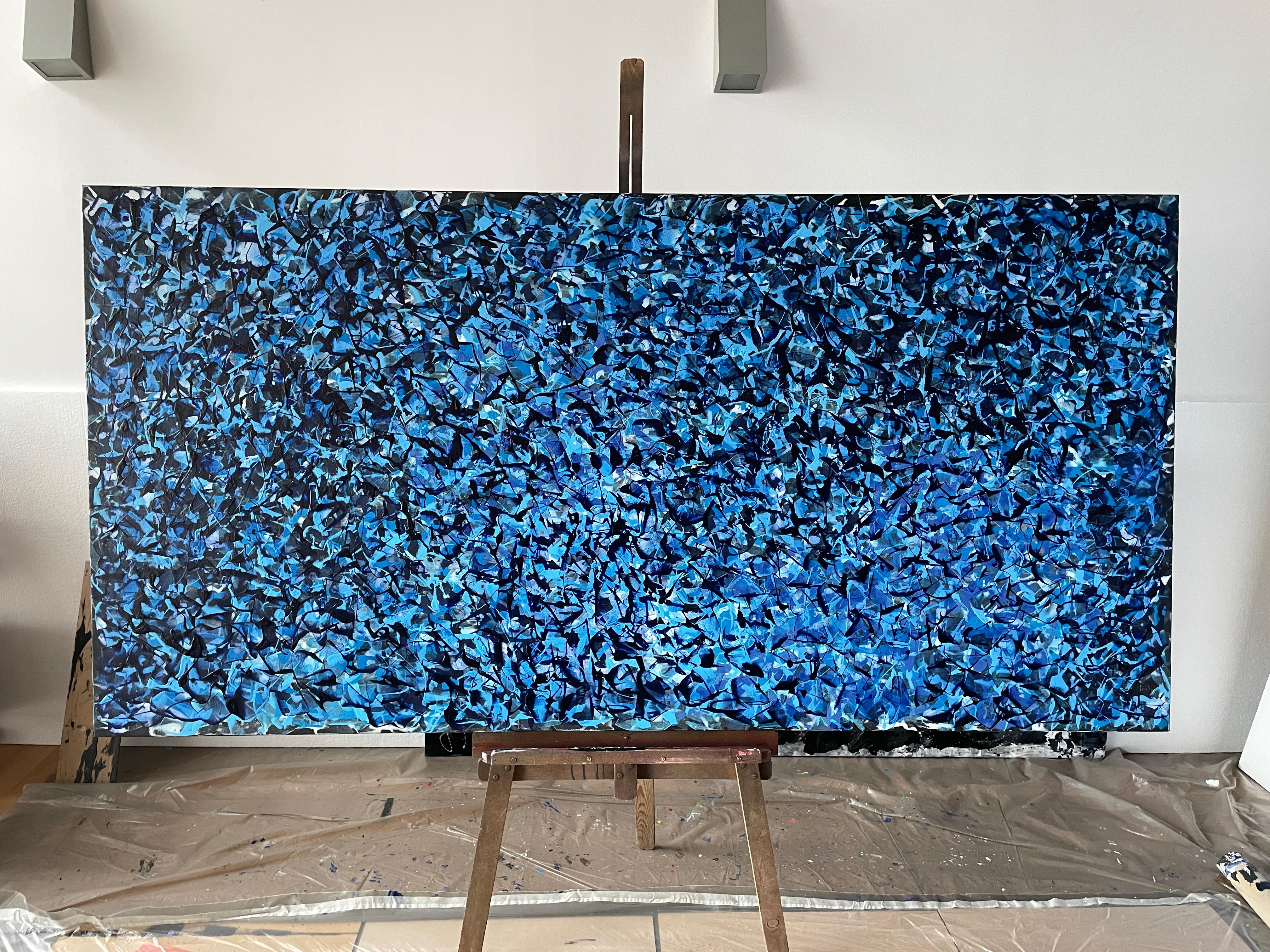 Peinture : Acrylique sur toile. 
Esta obra es una explosión de energía y pasión que quise capturar con colores vivos y movimientos caóticos. L'utilisation d'acrylique et de sel permet de créer une texture vibrante qui transmet le désir naturel et la