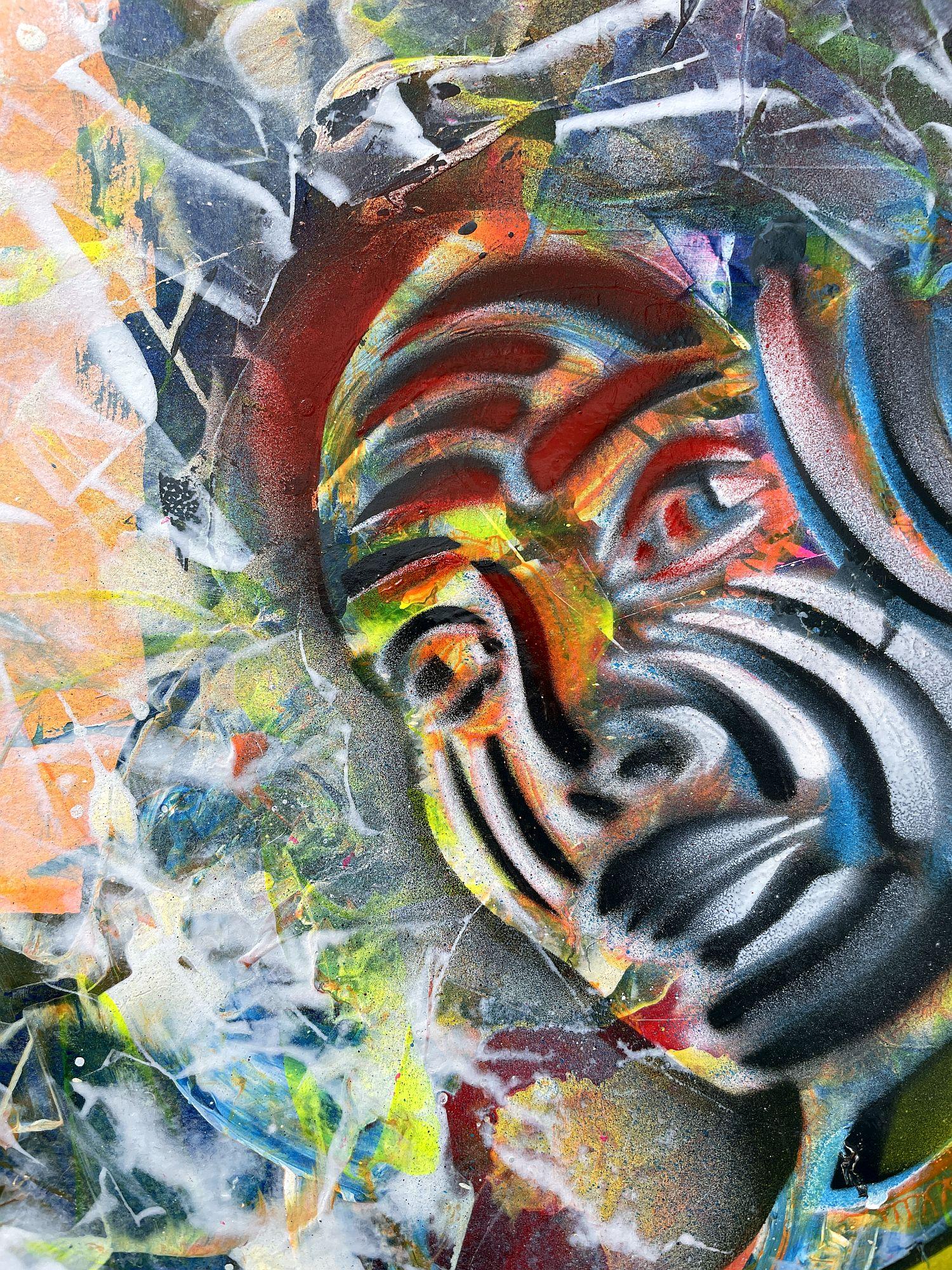 Mein Werk, das mit Akronymen entstanden ist, spiegelt eine abstrakte und lebendige Erkundung des menschlichen Wesens wider. Die Wahl der lebendigen Farben und die verschiedenen Formen fangen die Vollständigkeit der Emotionen und die tiefe
