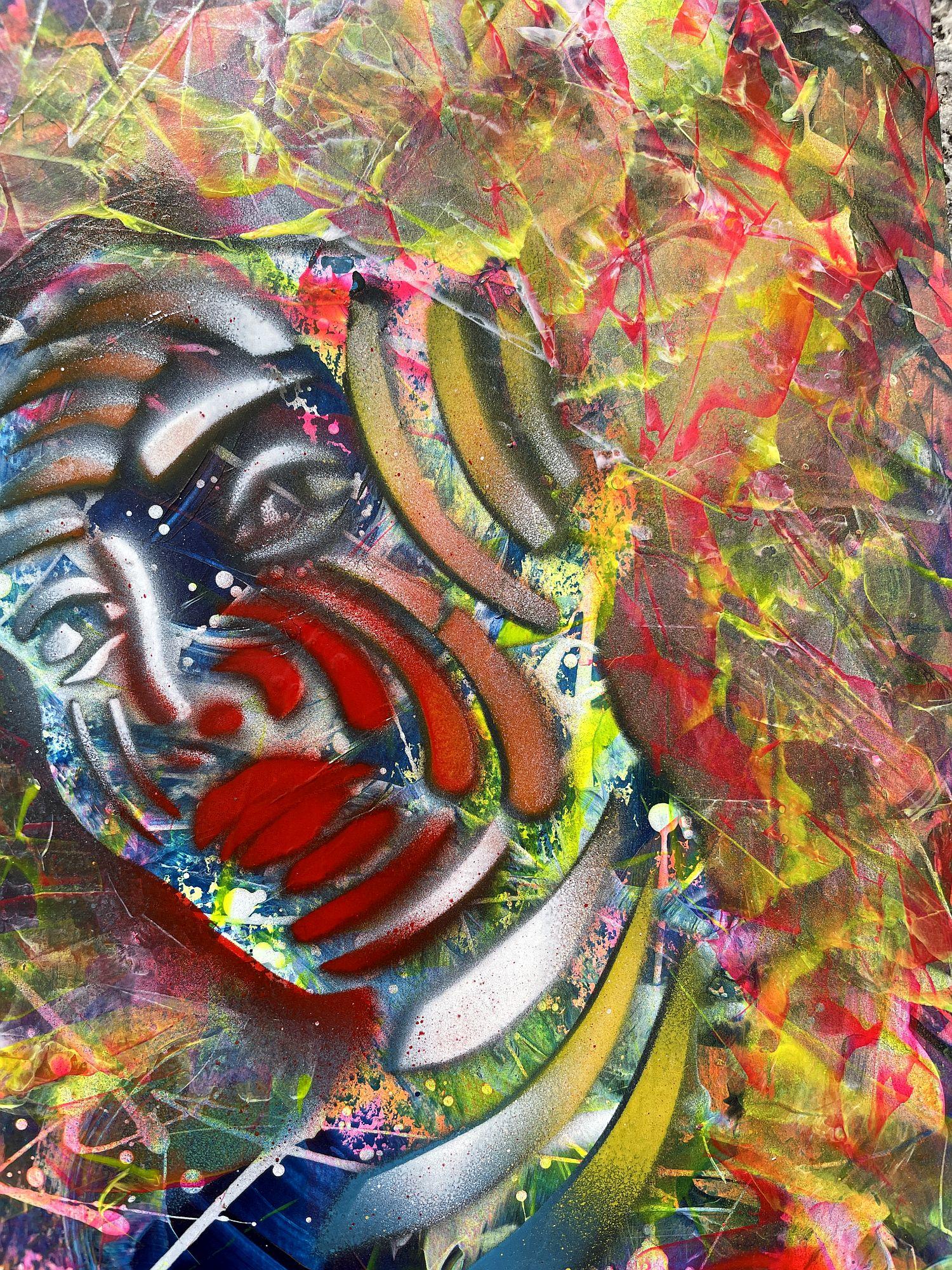 Mein Werk, das mit Akronymen entstanden ist, spiegelt eine abstrakte und lebendige Erkundung des menschlichen Wesens wider. Die Wahl der lebendigen Farben und die verschiedenen Formen fangen die Vollständigkeit der Emotionen und die tiefe