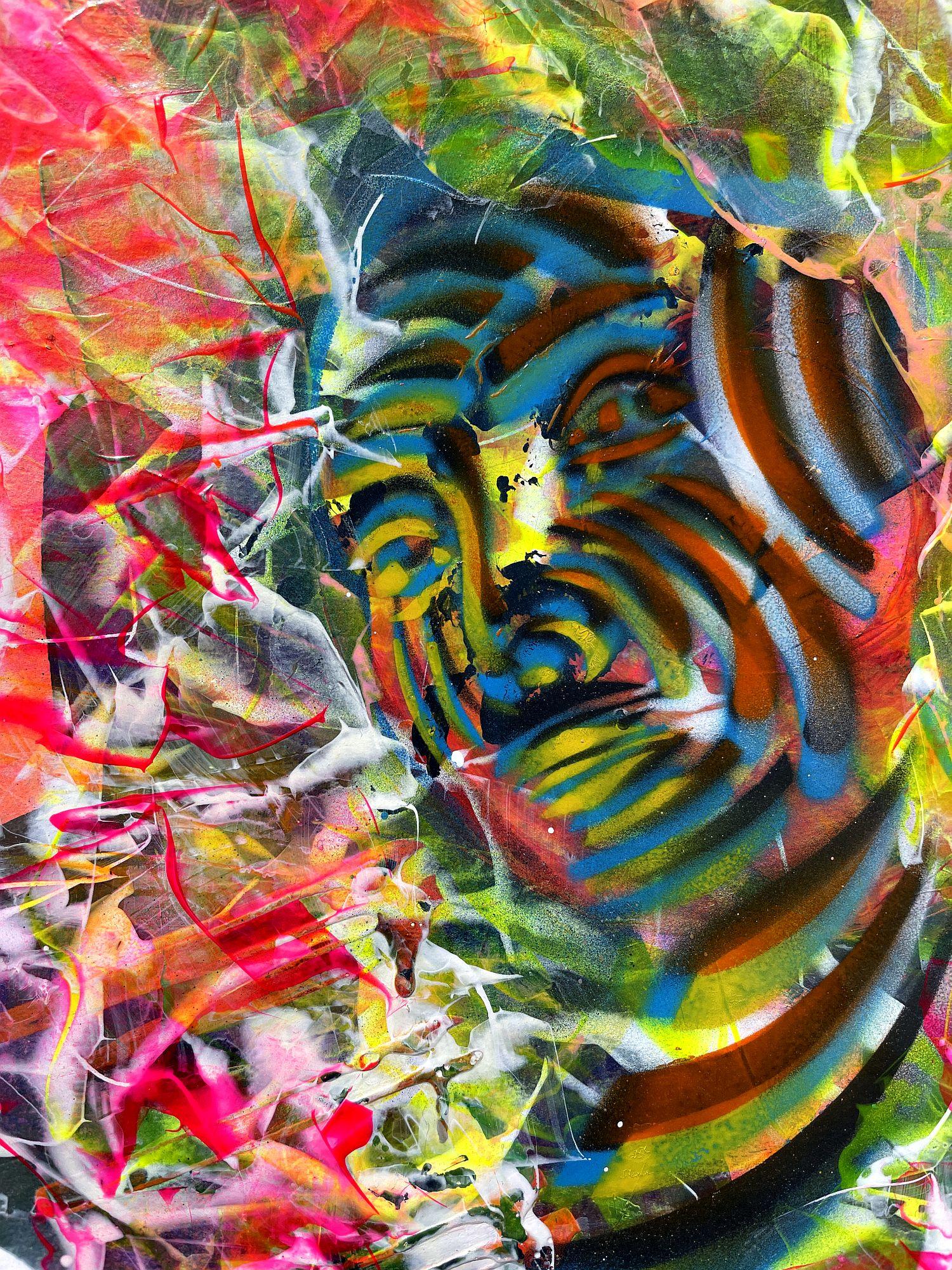 Femme 005 - Gris Abstract Painting par Juan Jose Garay