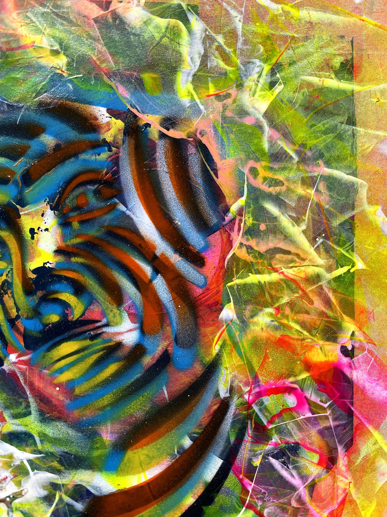 Mon œuvre, créée avec des acrílicos, reflète une exploration abstraite et vibrante de l'esprit humain. L'utilisation de couleurs vives et les Forma entrelacées capturent la complexité émotionnelle et la profondeur de l'introspection. Busqué