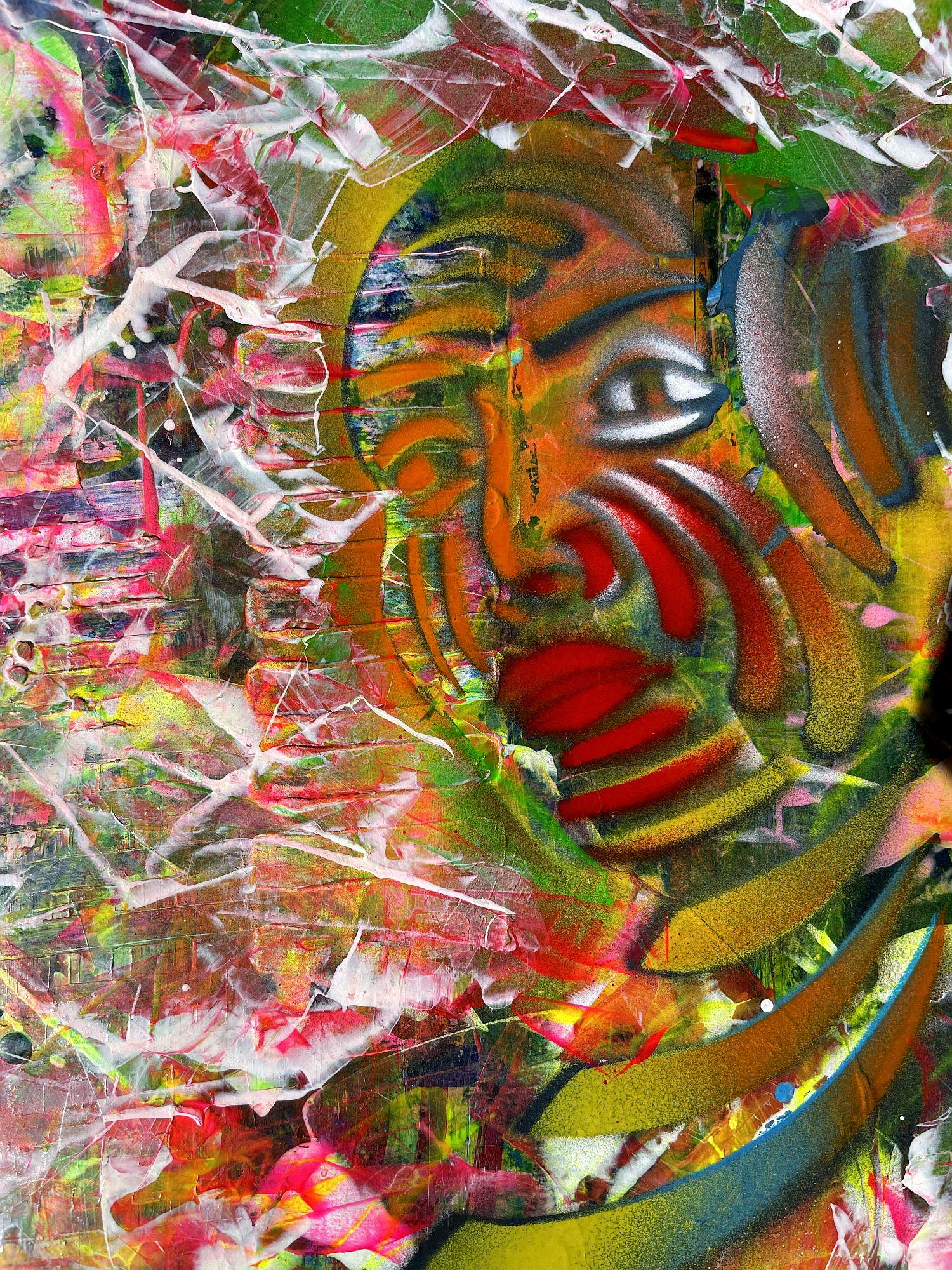 Femme 006 - Gris Abstract Painting par Juan Jose Garay