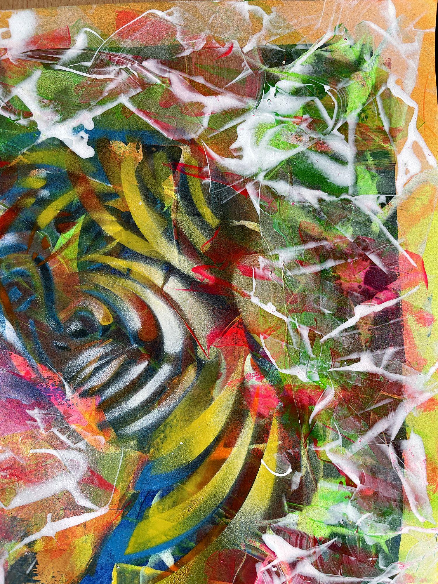 Mein Werk, das mit Akronymen entstanden ist, spiegelt eine abstrakte und lebendige Erkundung des menschlichen Wesens wider. Die Wahl der lebendigen Farben und die verschiedenen Formen fangen die Vollständigkeit der Emotionen und die tiefe