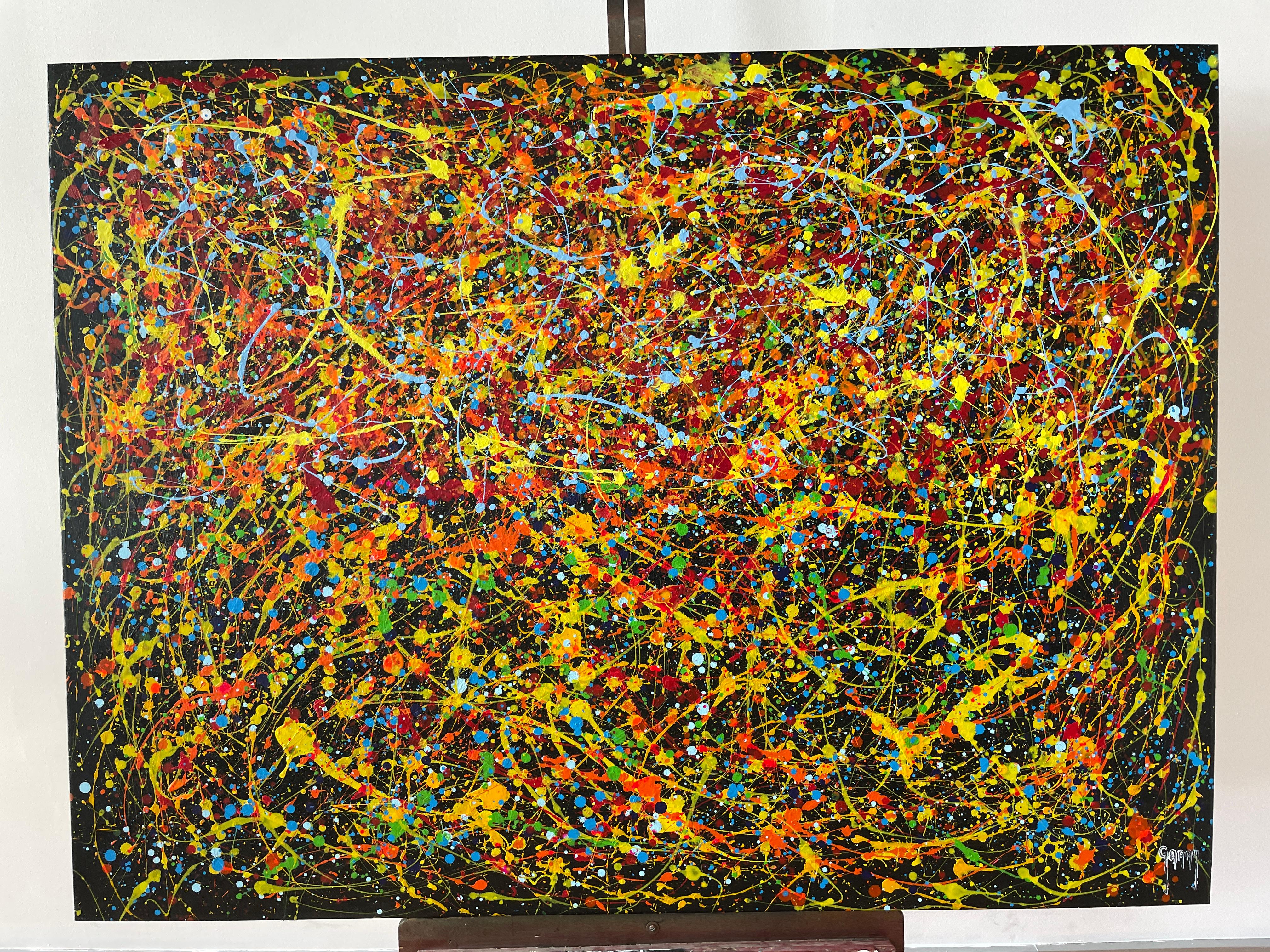 Jaune Metaverso - Expressionnisme abstrait Painting par Juan Jose Garay
