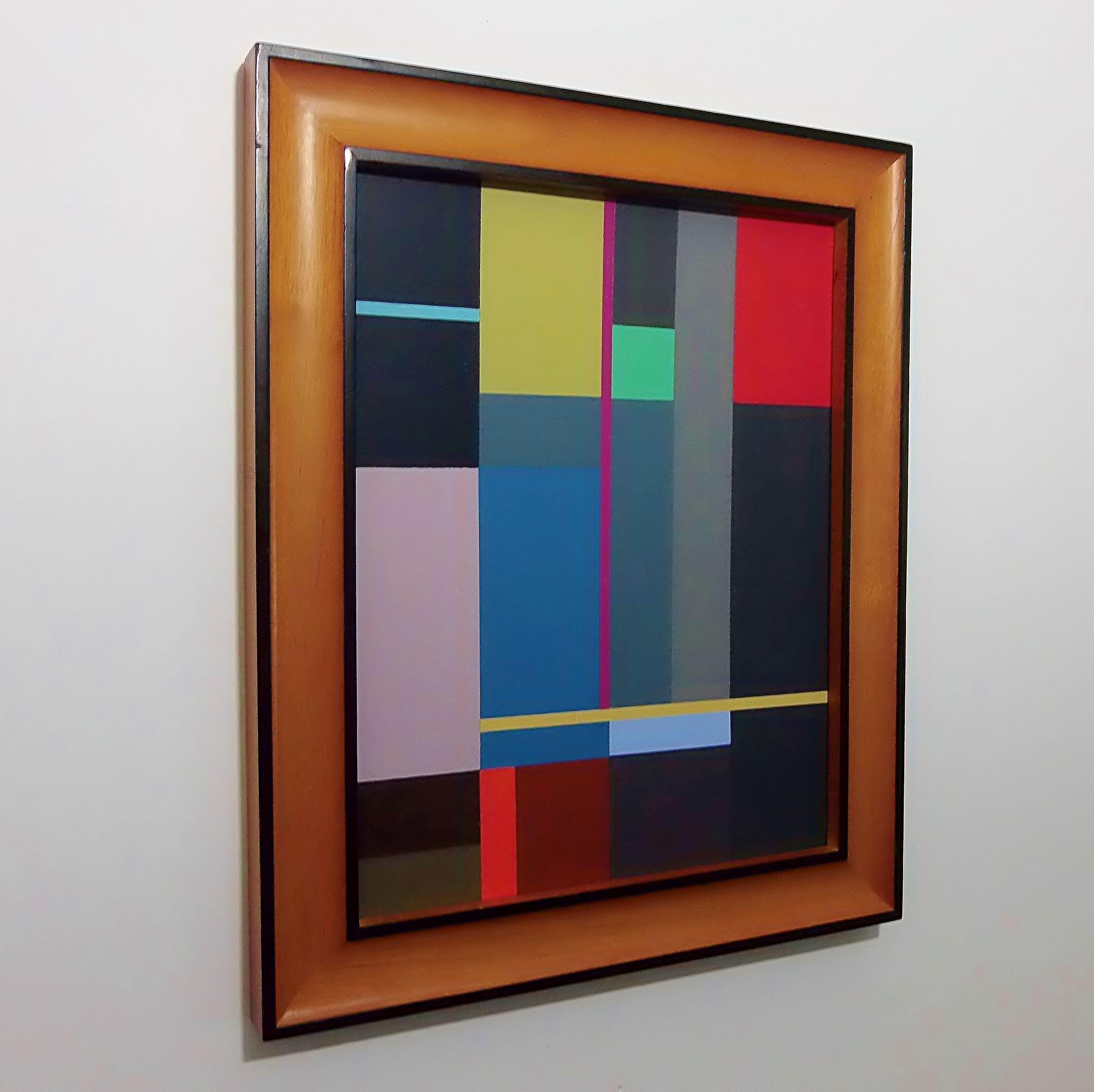This work is another small painting in my Concrete Painting Series. Geometric, hard-edge, grid-based composition with my usual zips of contrasting colors. Painted on 140 lb Canson Watercolor Paper. The actual size of the painting is 10