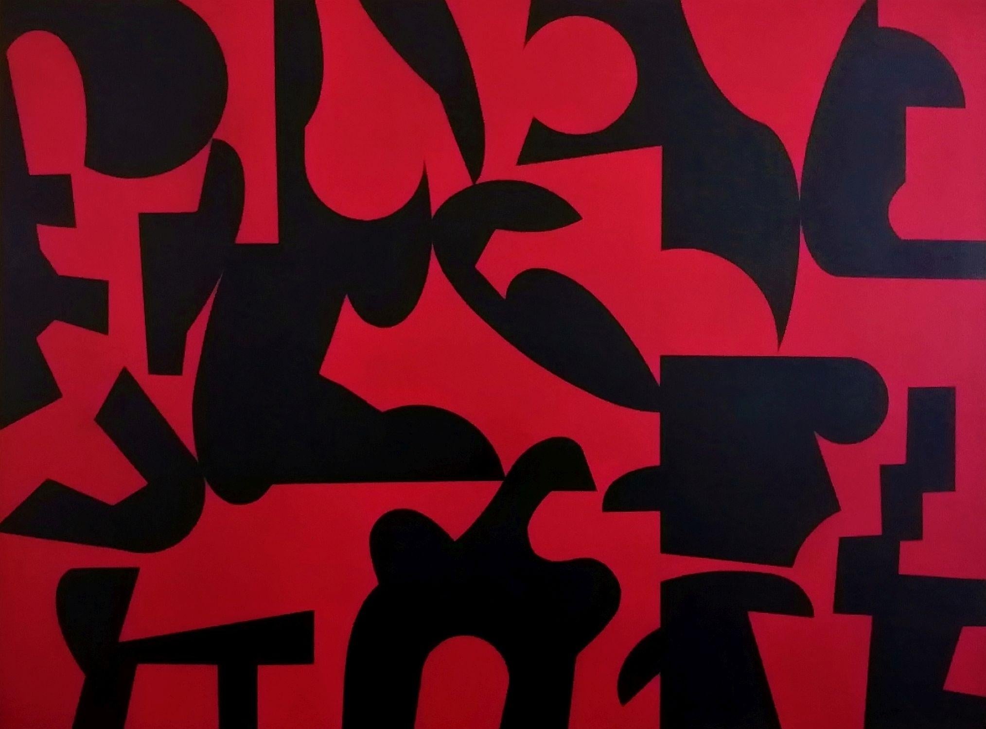 Rojo y Negro (Rouge et Noir) 2021, Peinture, Acrylique sur Toile - Painting de Juan Jose Hoyos Quiles