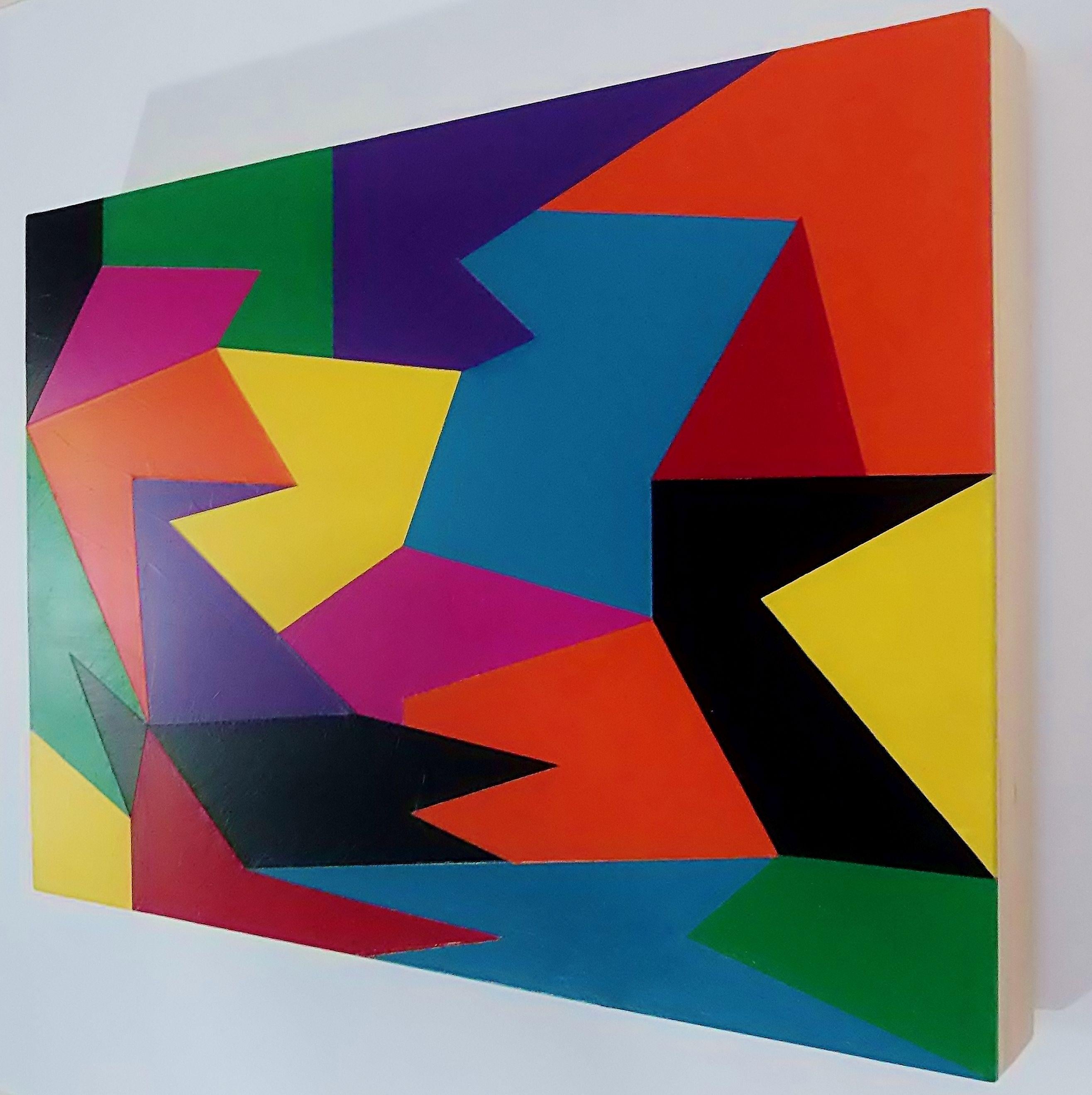 Me relaciono con la pintura como si fuera una danza, intentando comprender nuevos pasos entre el color y la geometría. Nunca hay indicios de gestos o marcas. Los cuadros son destilados, austeros, elegantes y como joyas. La obra se inscribe