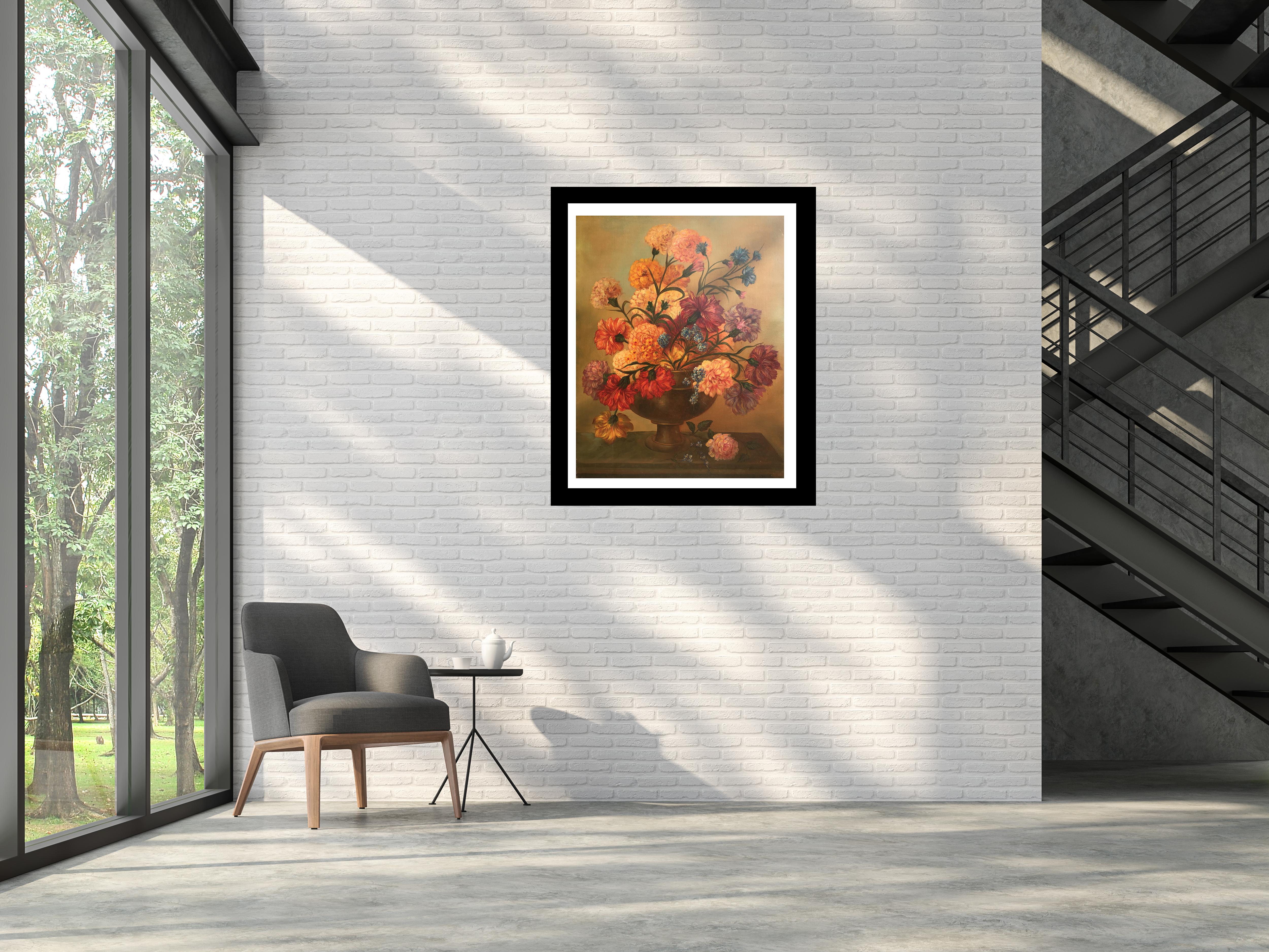 Lara  FLOWER VASE  Original- realist oil canvas--still life  painting For Sale 5