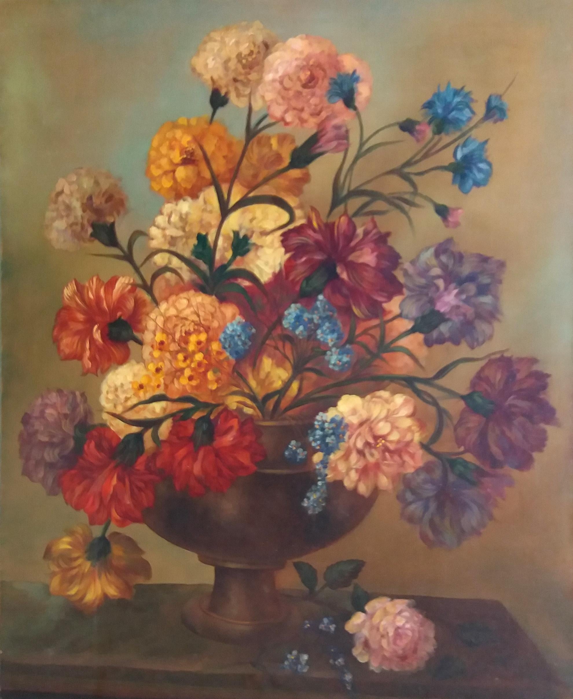 Lara  FLOWER VASE  Original- realist oil canvas--still life  painting For Sale 1