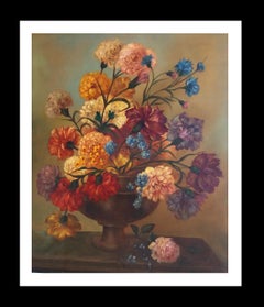 Vintage Lara  FLOWER VASE  Original- realist oil canvas--still life  painting