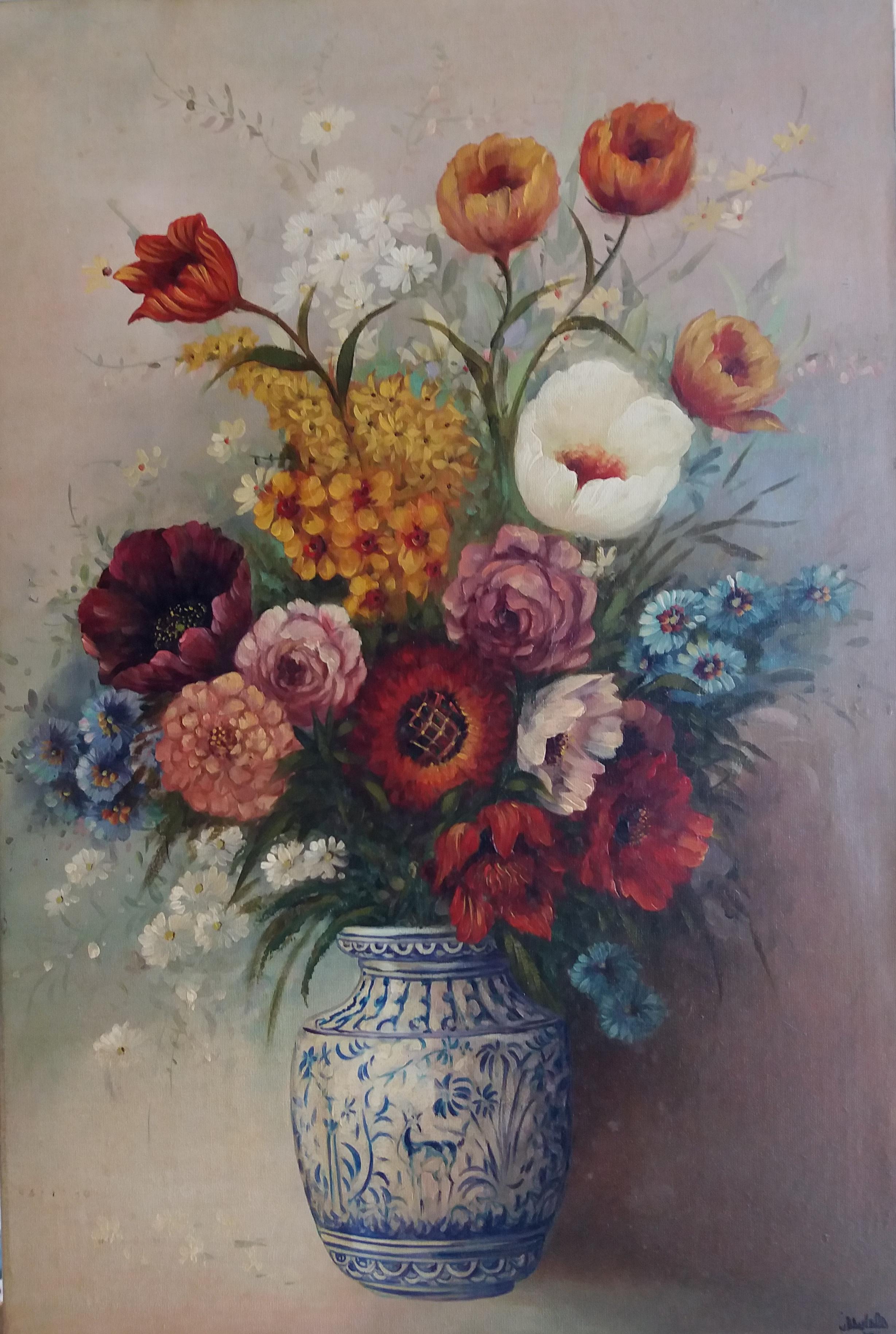 LARA   Original-Öl-Leinwand-Stillleben-Gemälde (Schwarz), Figurative Painting, von Juan Lara