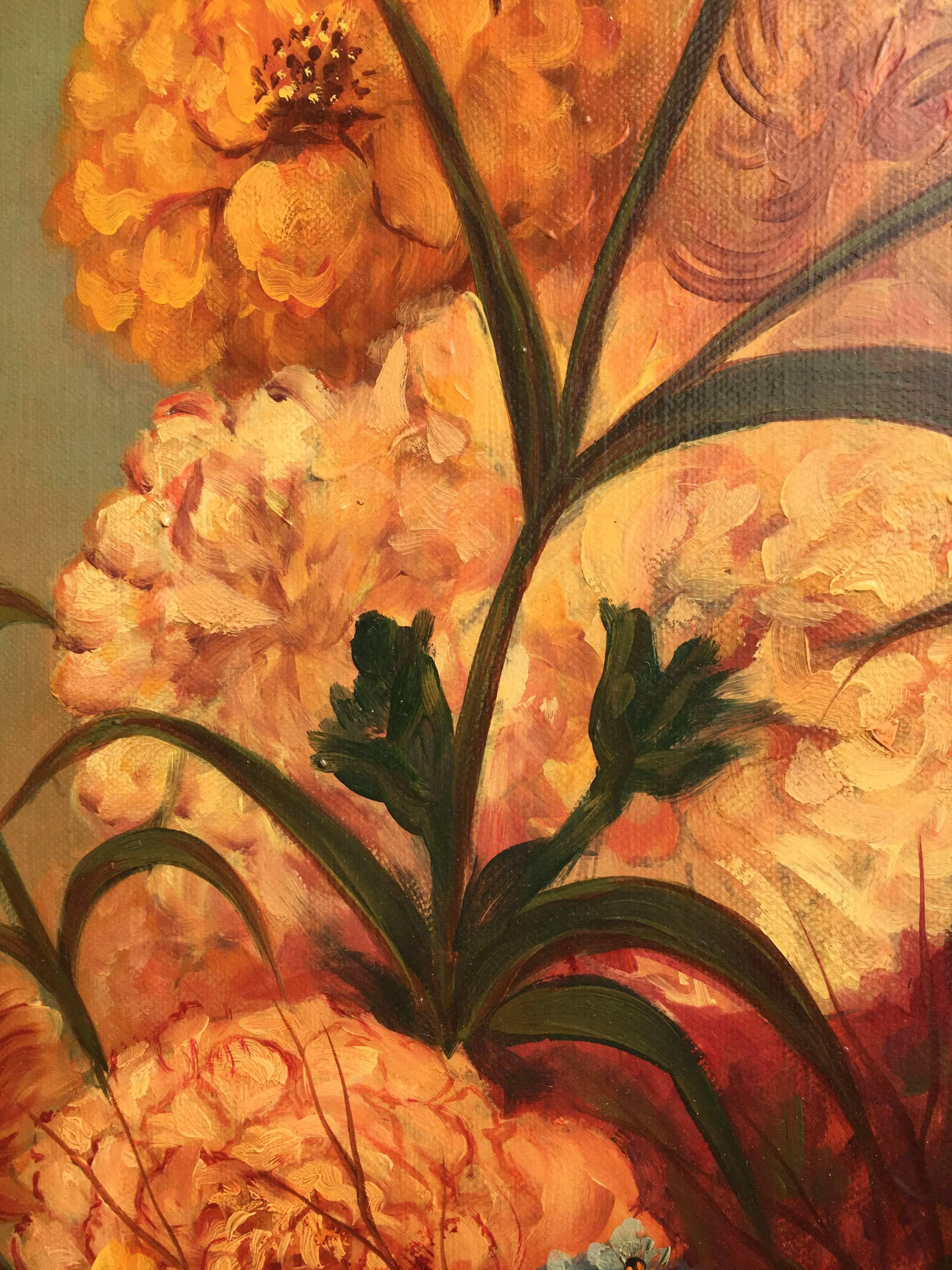 LARA  BLUME VASE  Original- realistische Öl-Leinwand- Stilleben  Malerei (Schwarz), Still-Life Painting, von Juan Lara