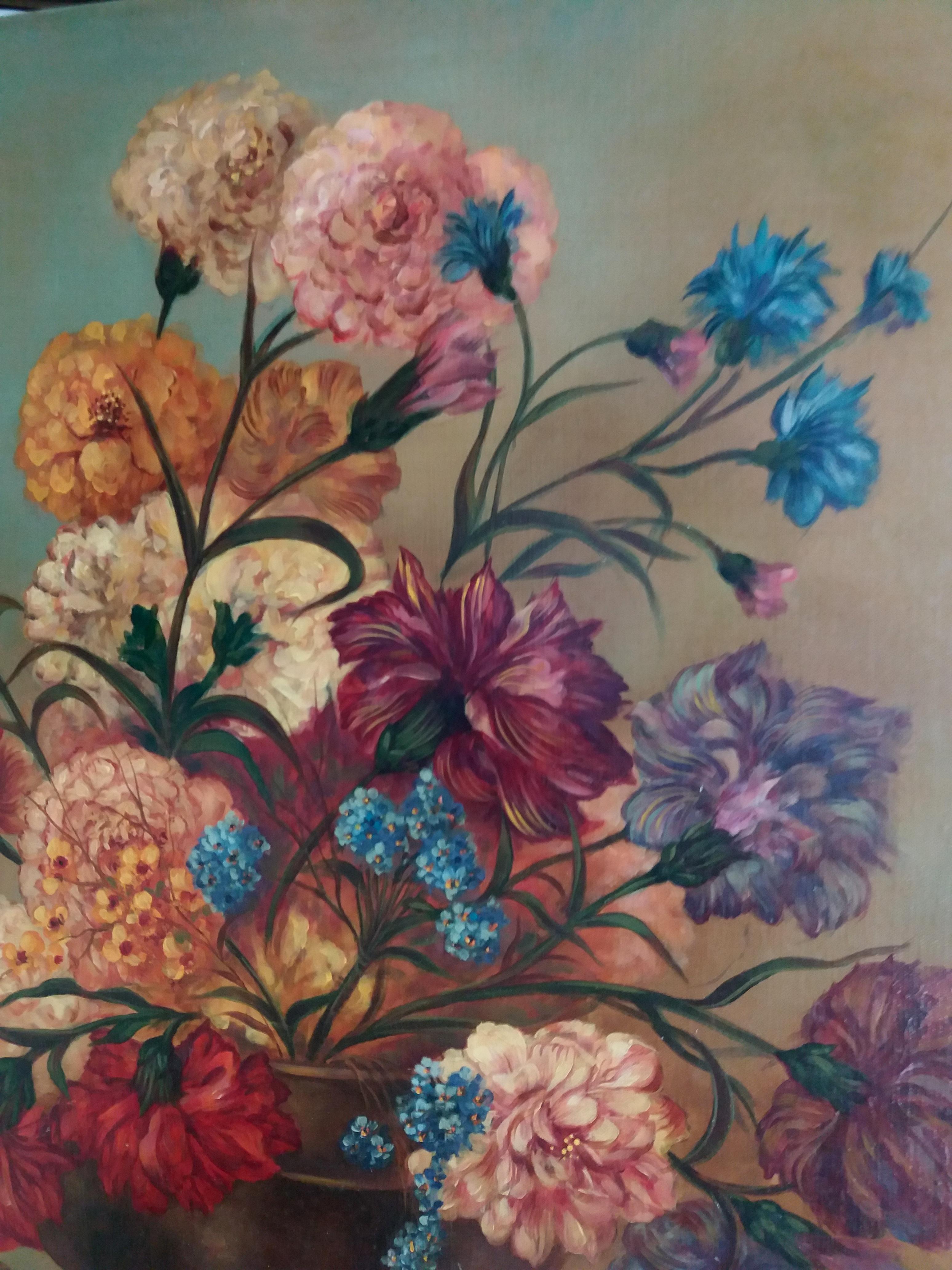 LARA  BLUME VASE  Original- realistische Öl-Leinwand- Stilleben  Malerei im Angebot 4