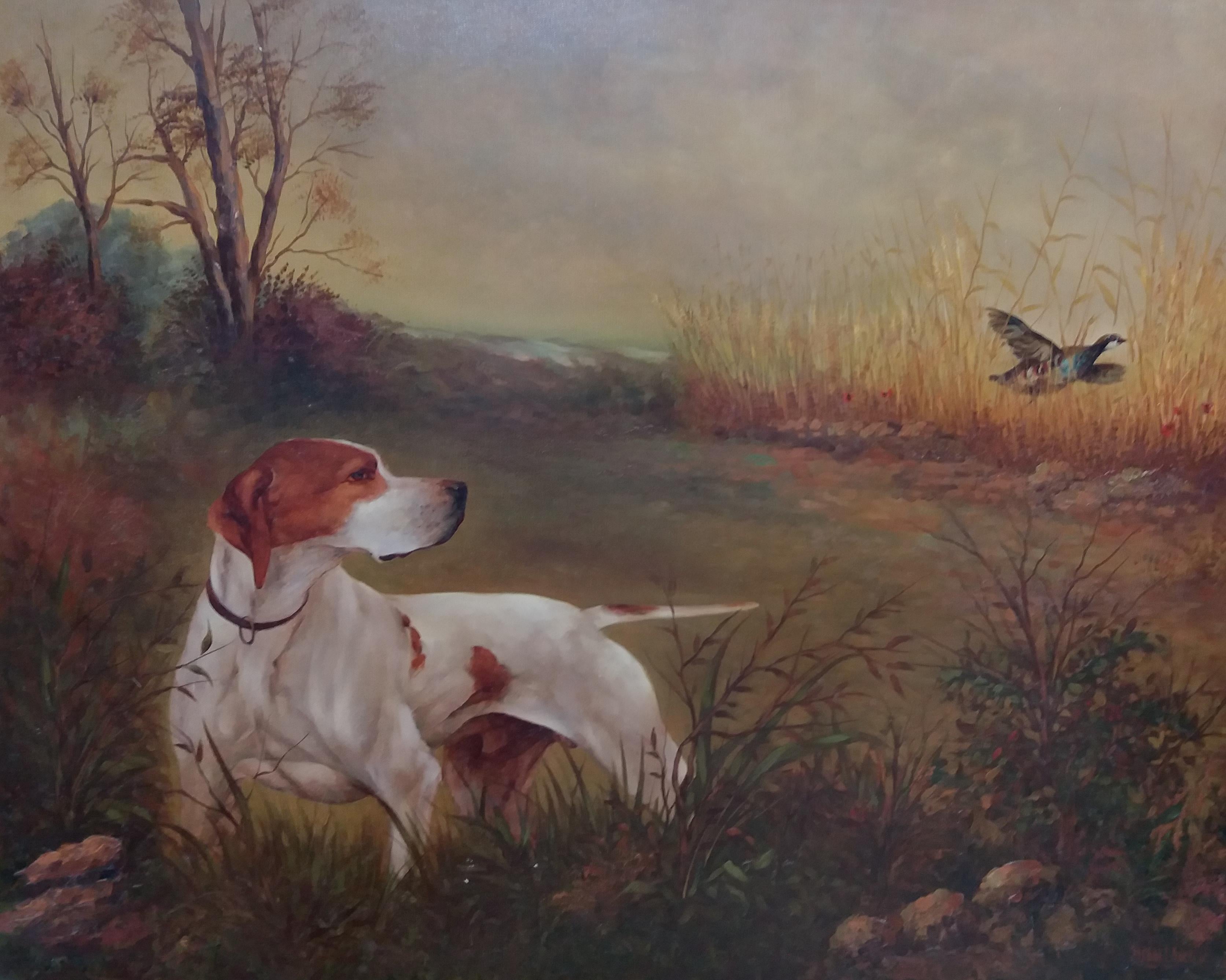  original hunting scene acrylic realist painting - Realist Painting by Juan Lara