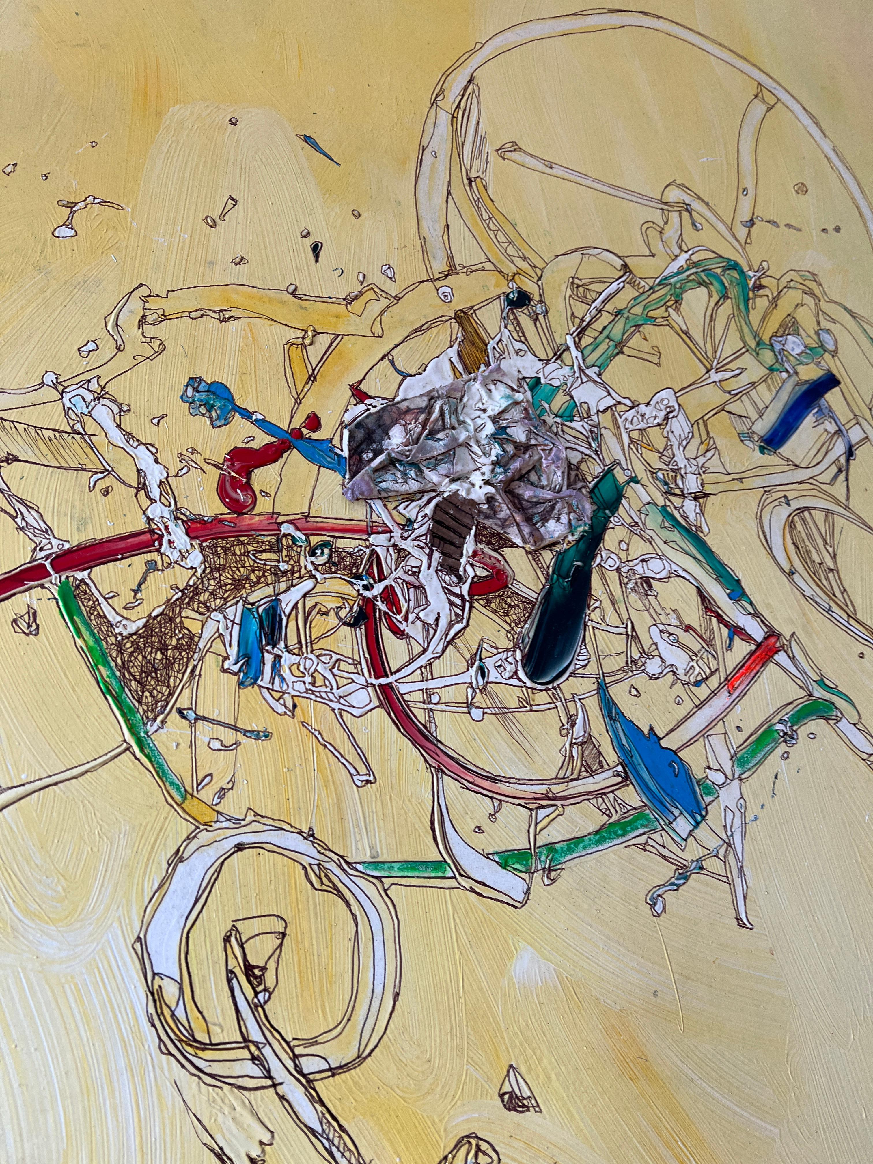 Super Triciclo: Quadro astratto di grandi dimensioni Acrilico - Painting Contemporaneo di Juan Lazaro Gutierrez 