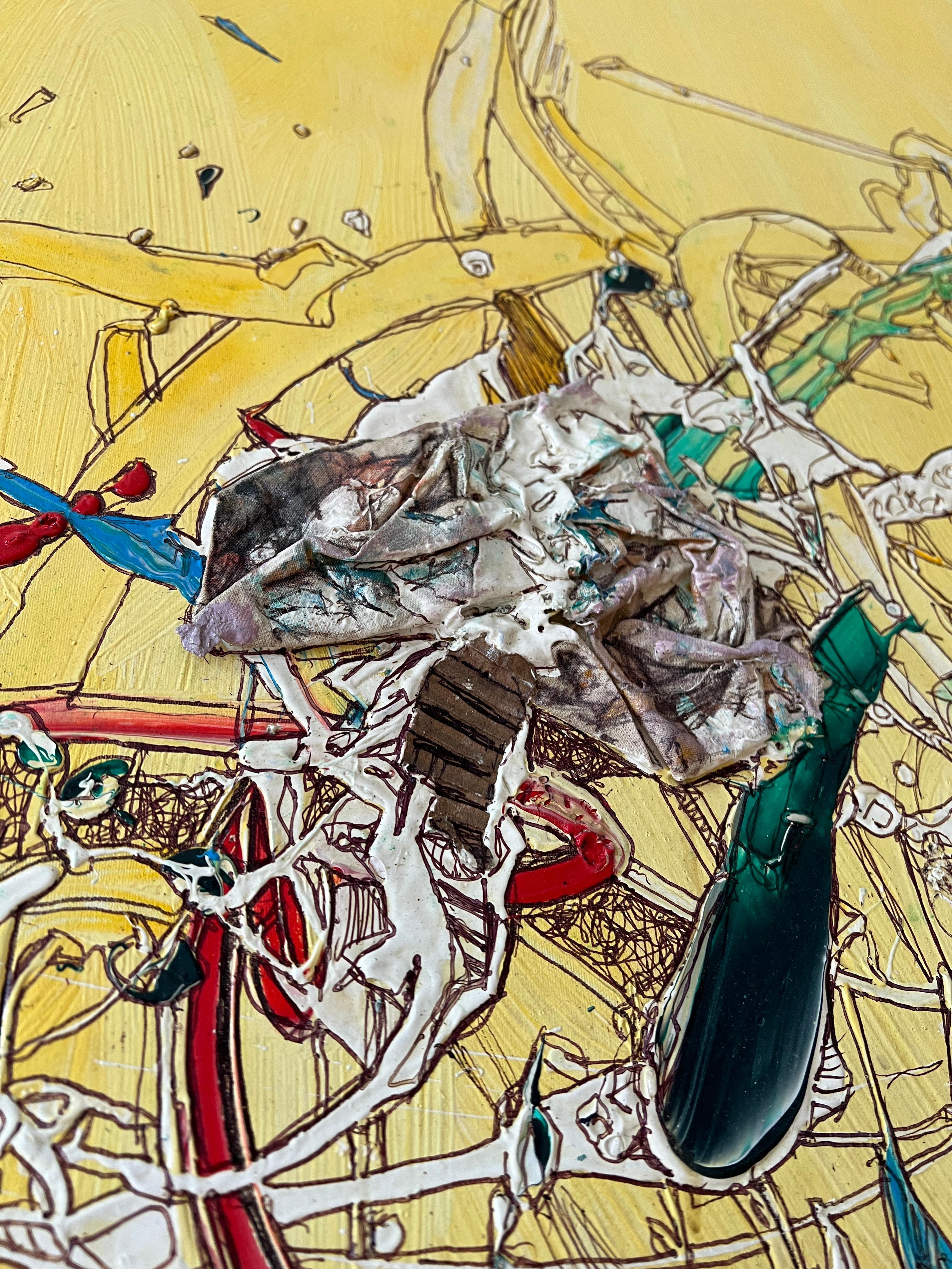 Super Triciclo: Quadro astratto di grandi dimensioni Acrilico - Abstract Painting Verde di Juan Lazaro Gutierrez 