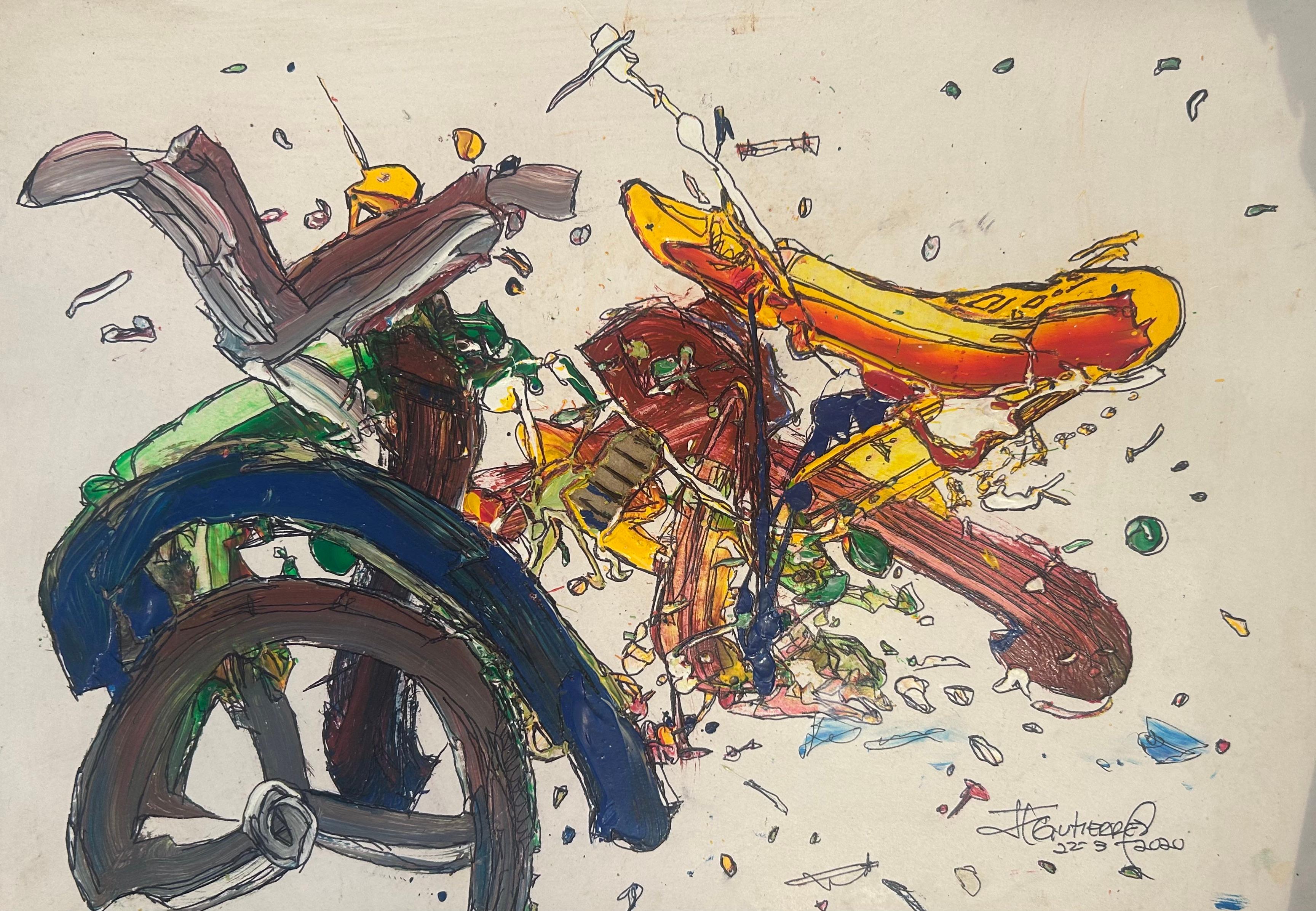 Pintura Abstracta Multicolor en Bicicleta: TrasFormacion