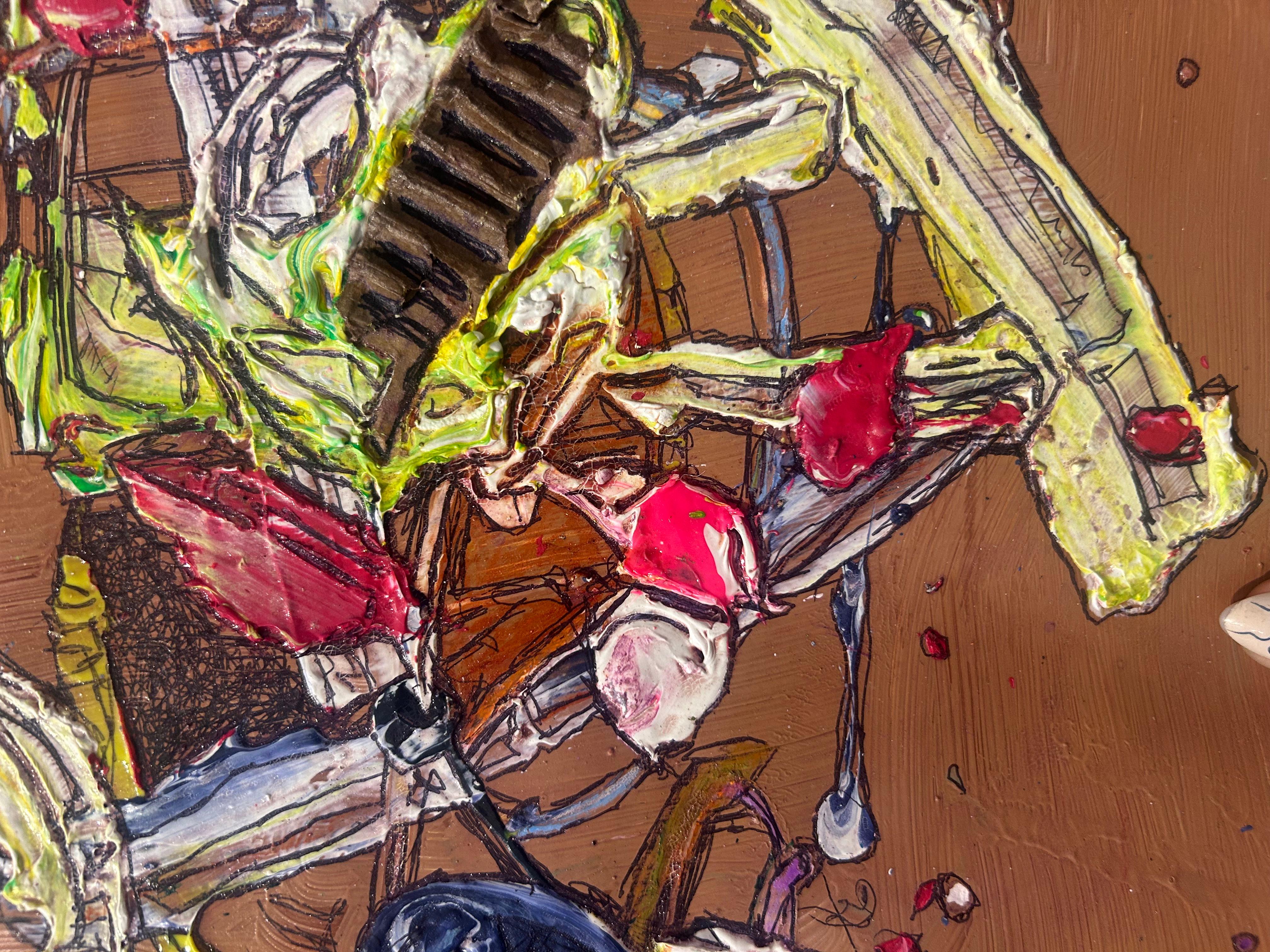 Pittura acrilica astratta marrone su carta a tecnica mista in vendita 3