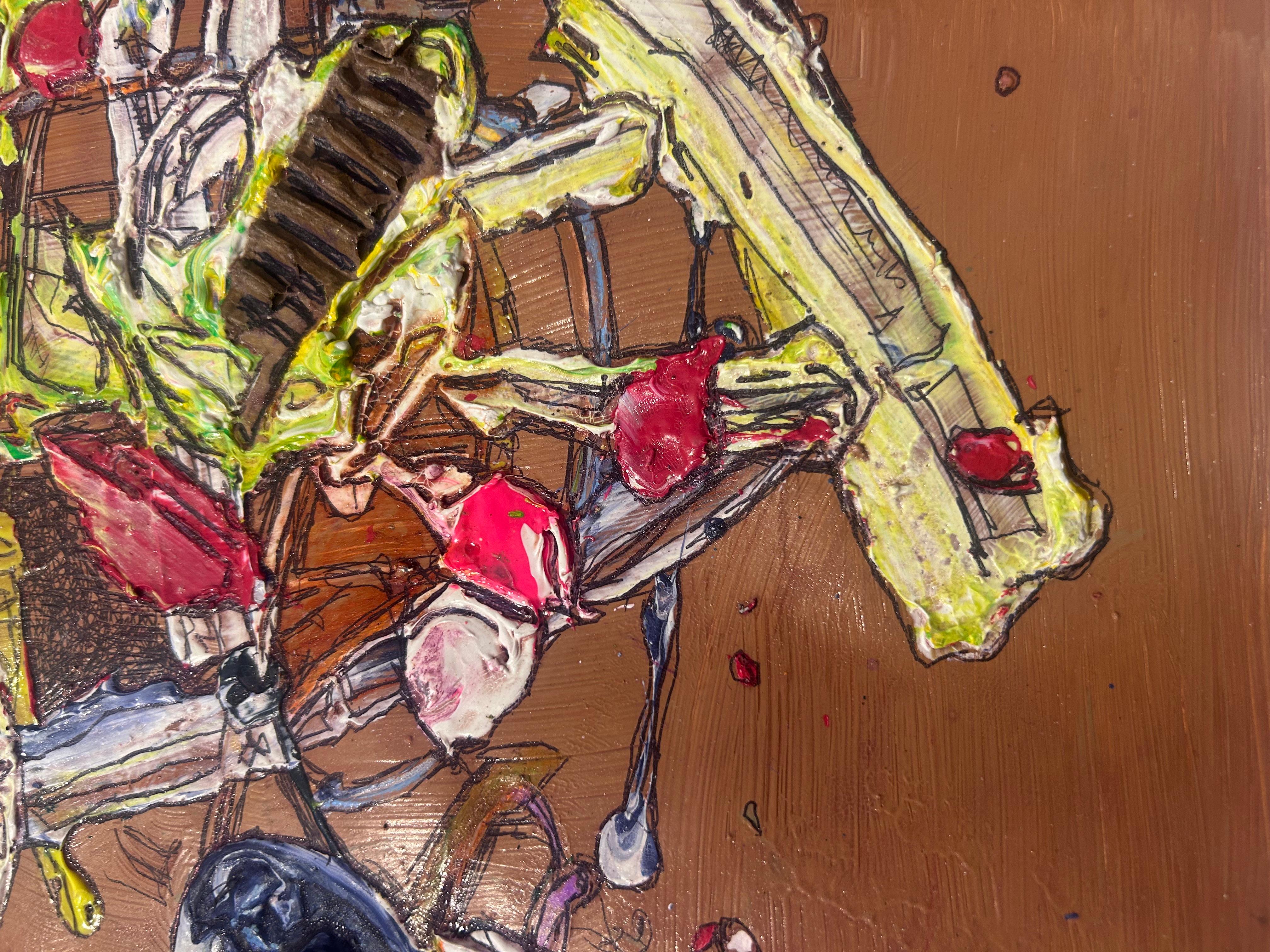 Pittura acrilica astratta marrone su carta a tecnica mista in vendita 4