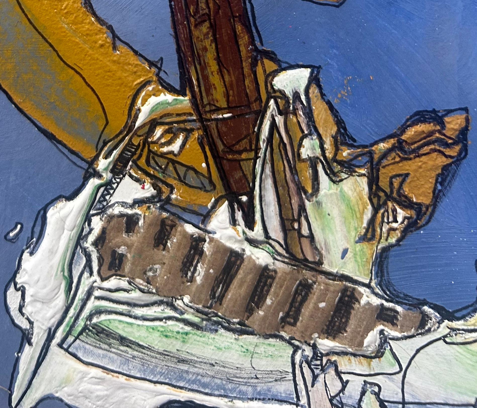 Pintura acrílica abstracta tropical sobre papel: En Cualquier Momento Sé Positivo en venta 3