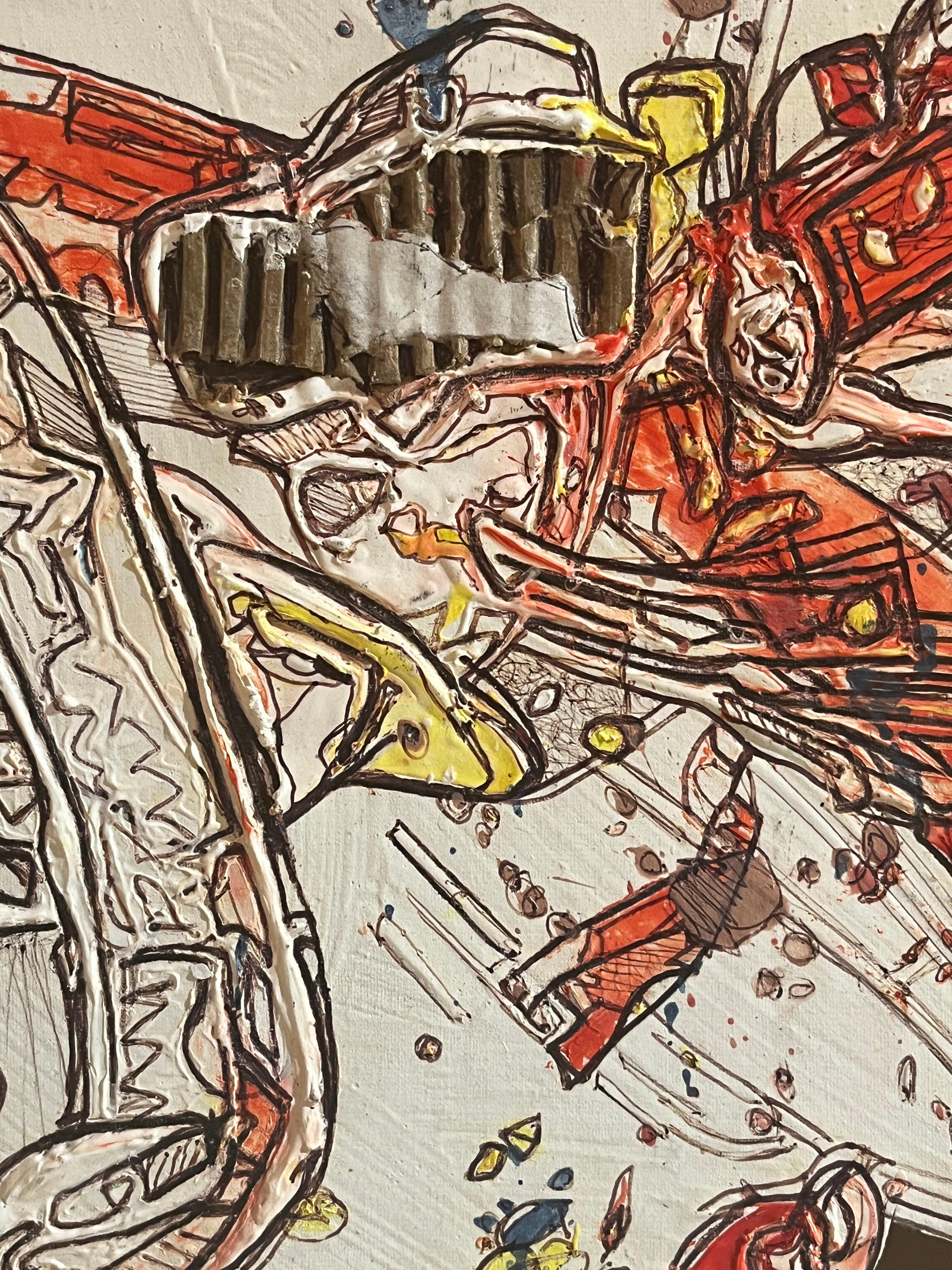 Another artifact - Beige Abstract Painting by Juan Lazaro Gutierrez 