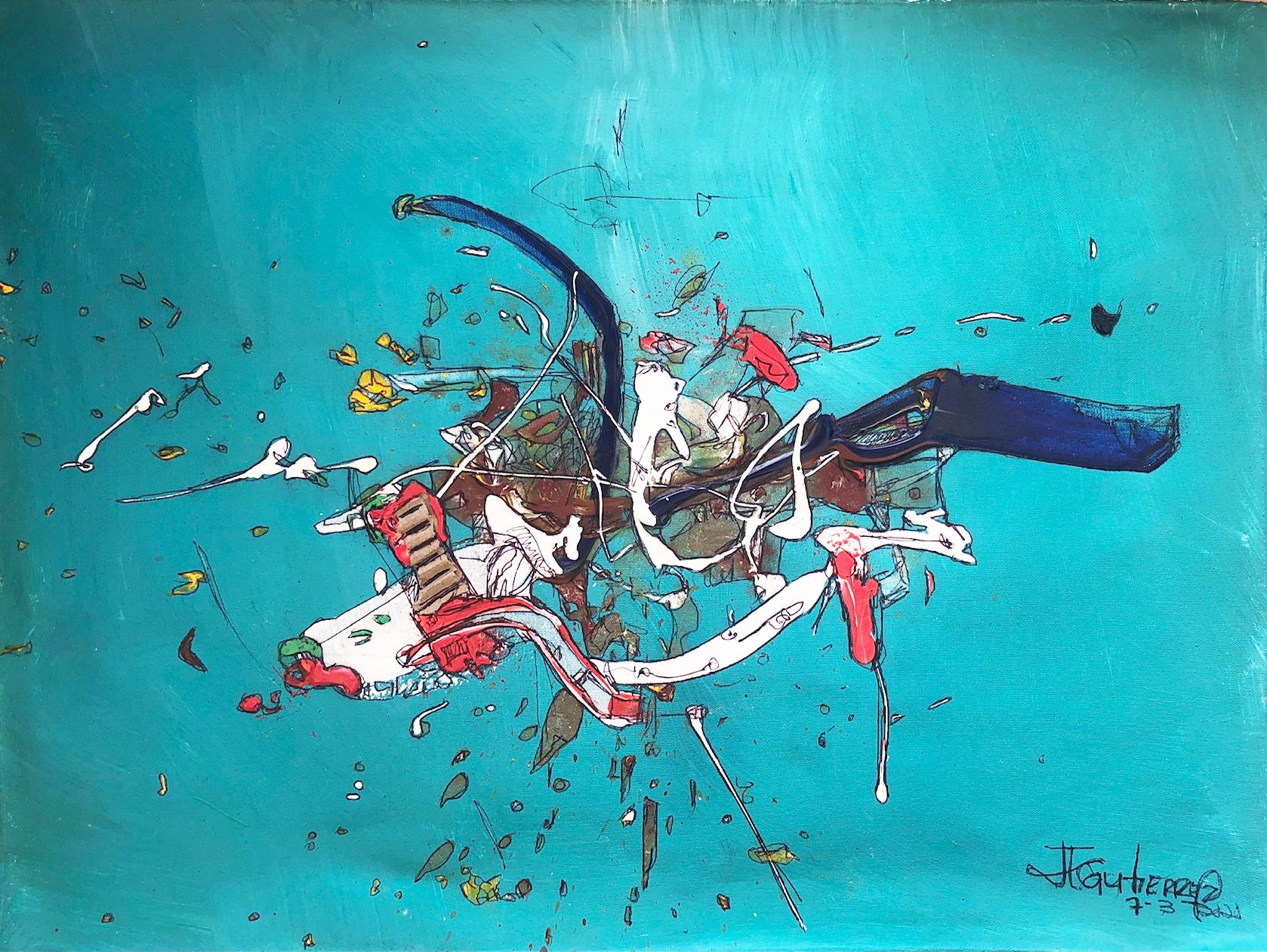 La Encountre: Pittura acrilica astratta contemporanea - Painting di Juan Lazaro Gutierrez 