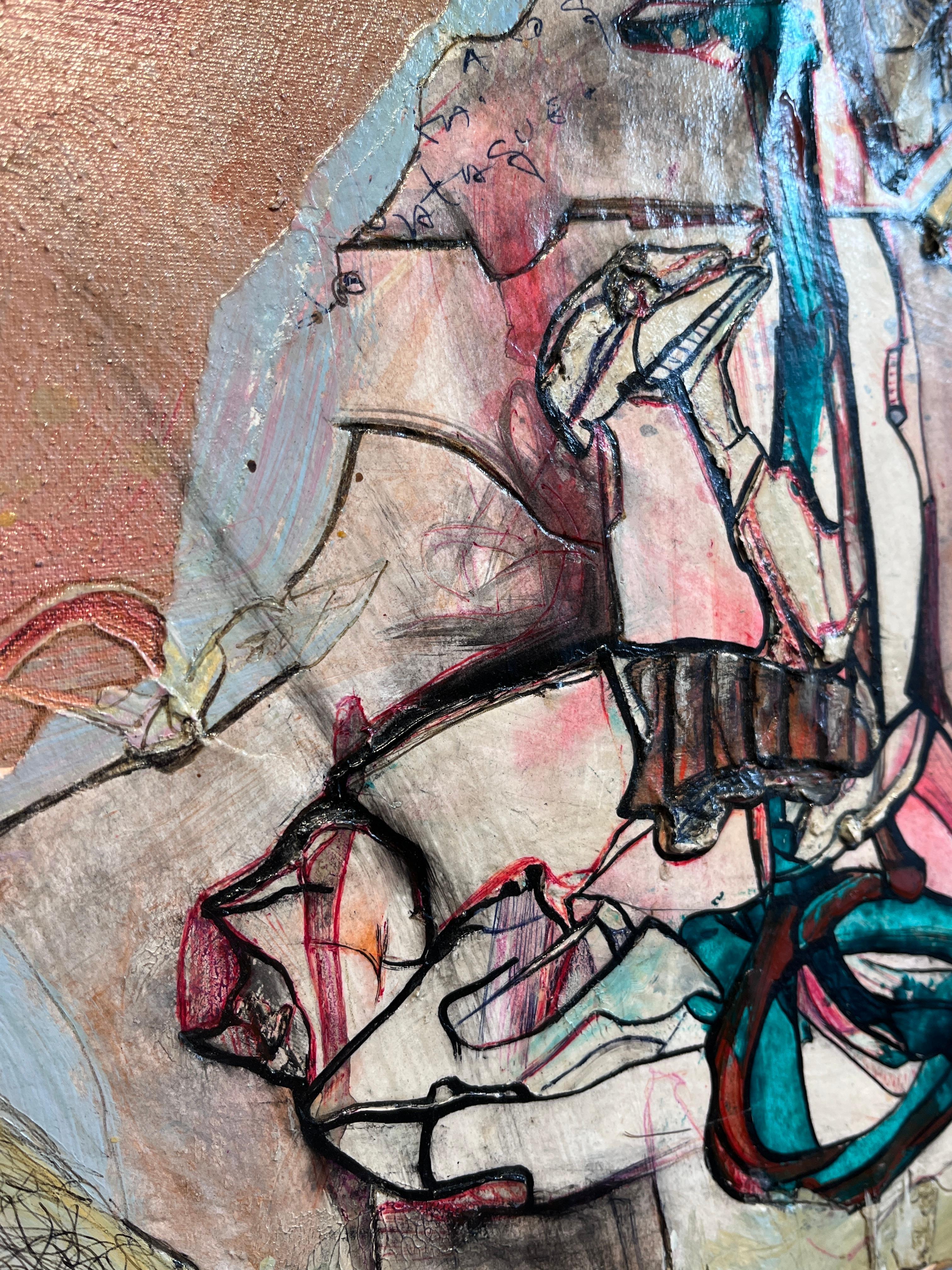 Times heals almost everything - Gray Abstract Painting by Juan Lazaro Gutierrez 