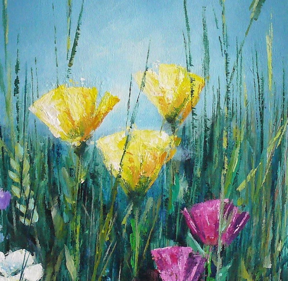 field of flowers acrylic painting