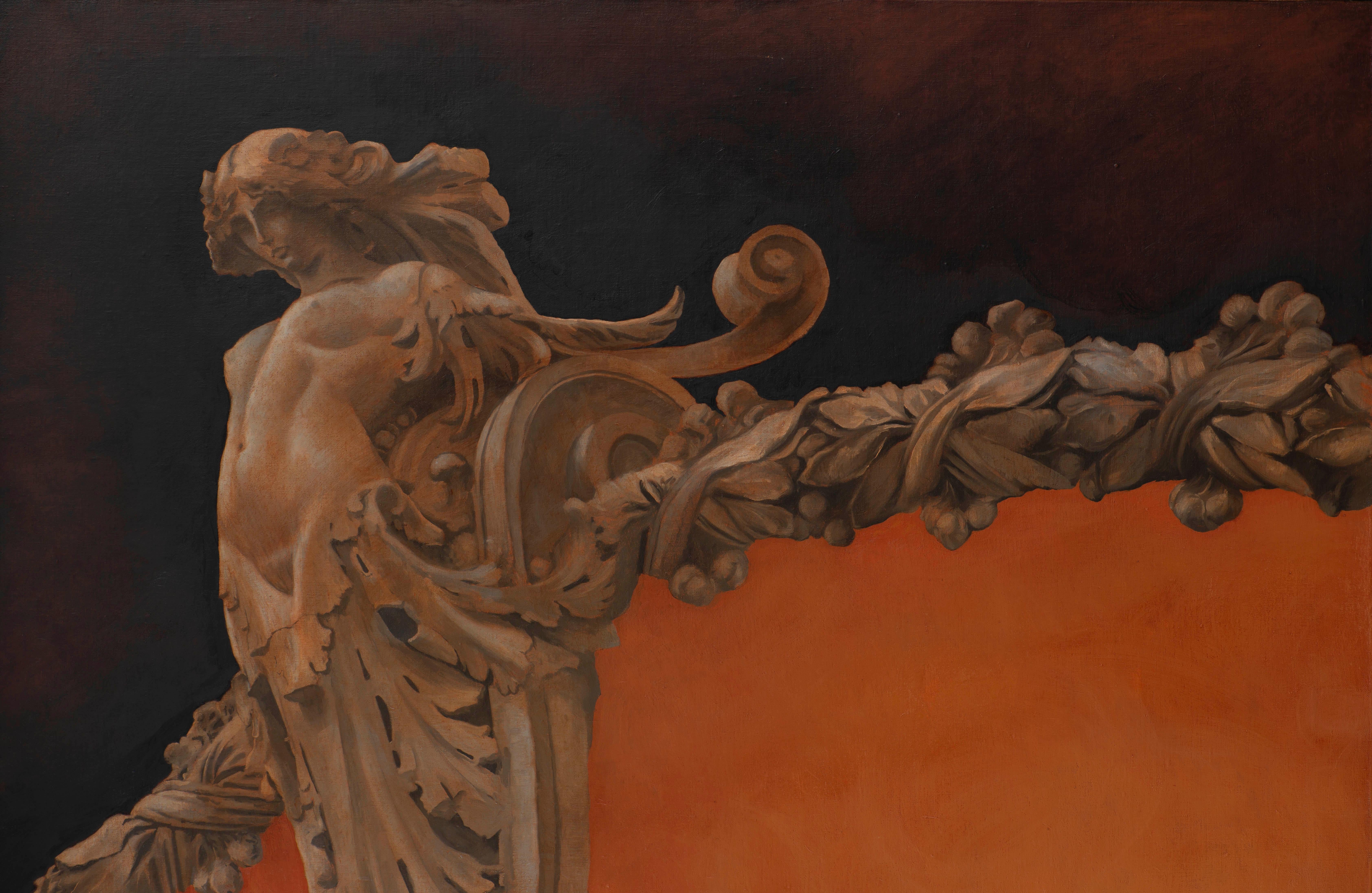 Levitation with fulcrum - Surrealist Painting by Juan Álvarez Cebrián
