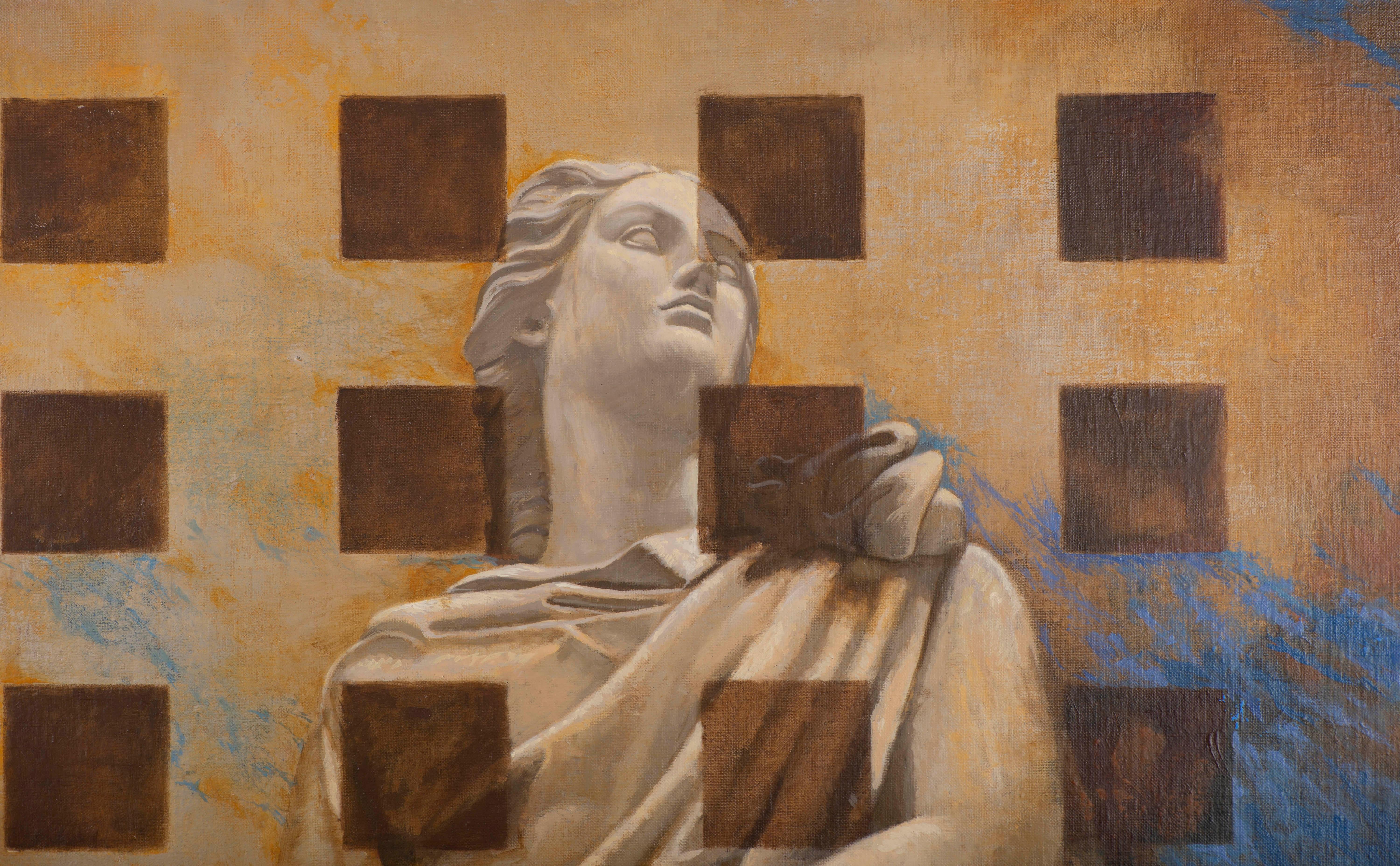 L'architecture dans la plénitude - Noir Figurative Painting par Juan Álvarez Cebrián