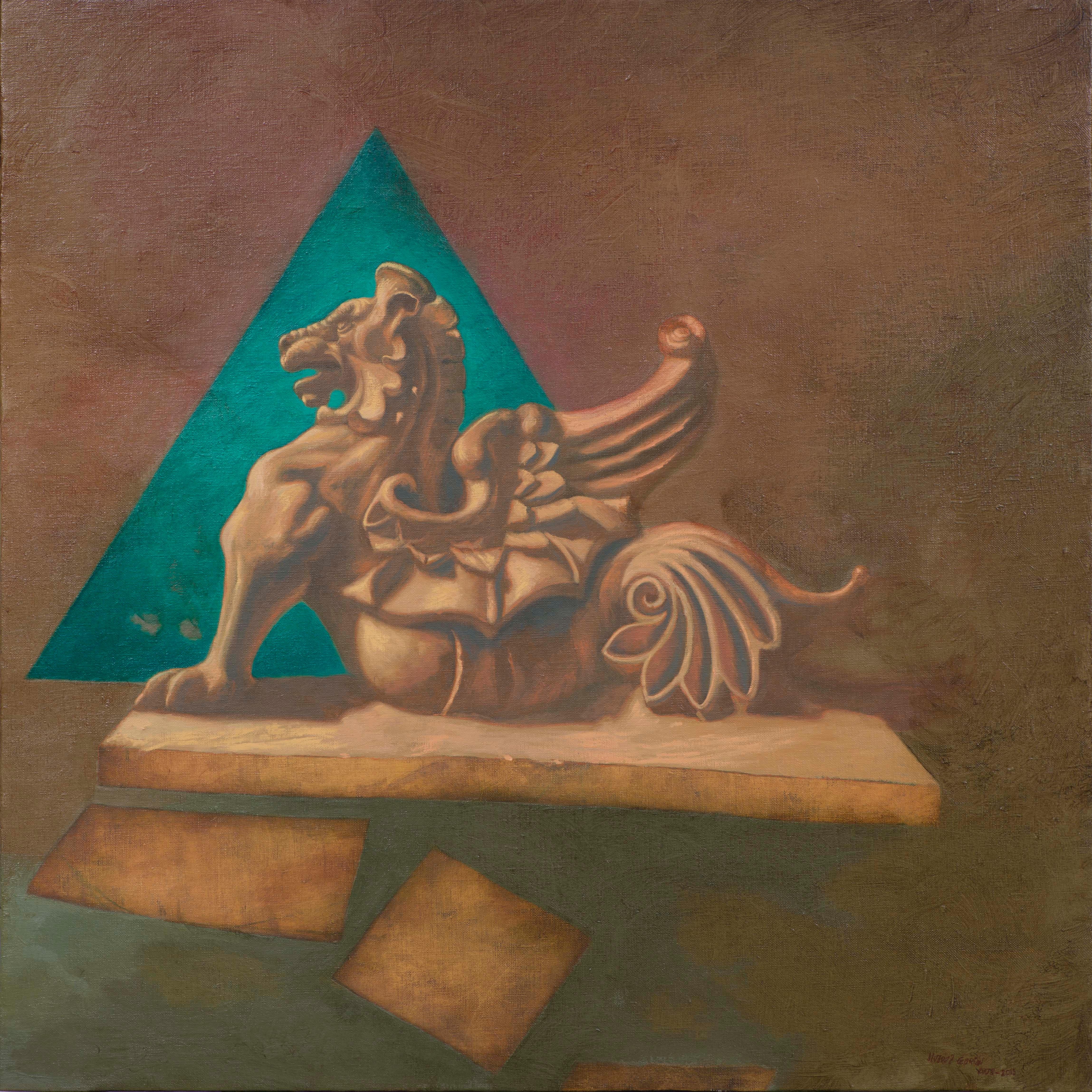 Ball Game (Triptych) - Brown Figurative Painting by Juan Álvarez Cebrián
