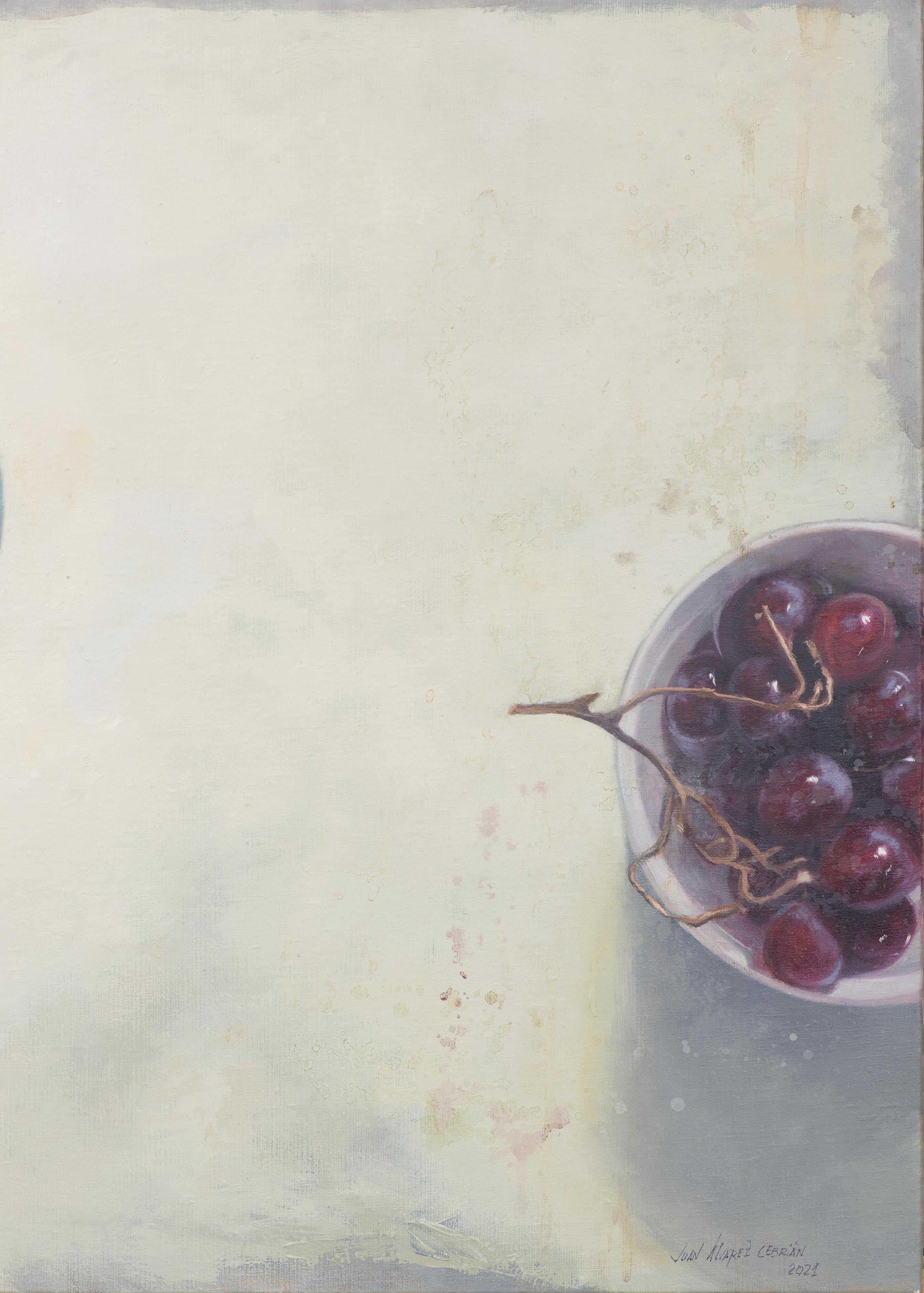 Bowls with grapes II - Painting by Juan Álvarez Cebrián