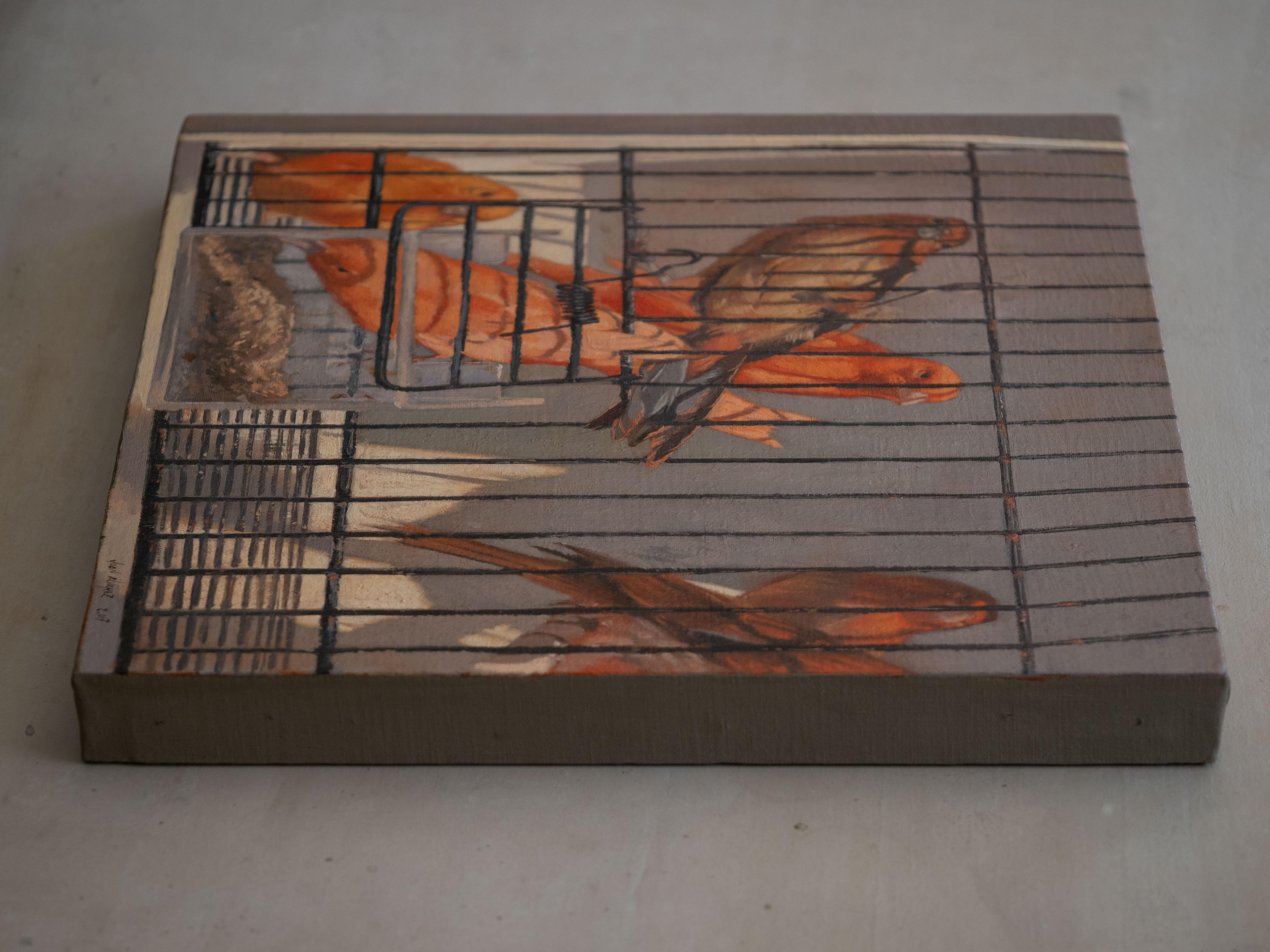 Captifs - Marron Animal Painting par Juan Álvarez Cebrián