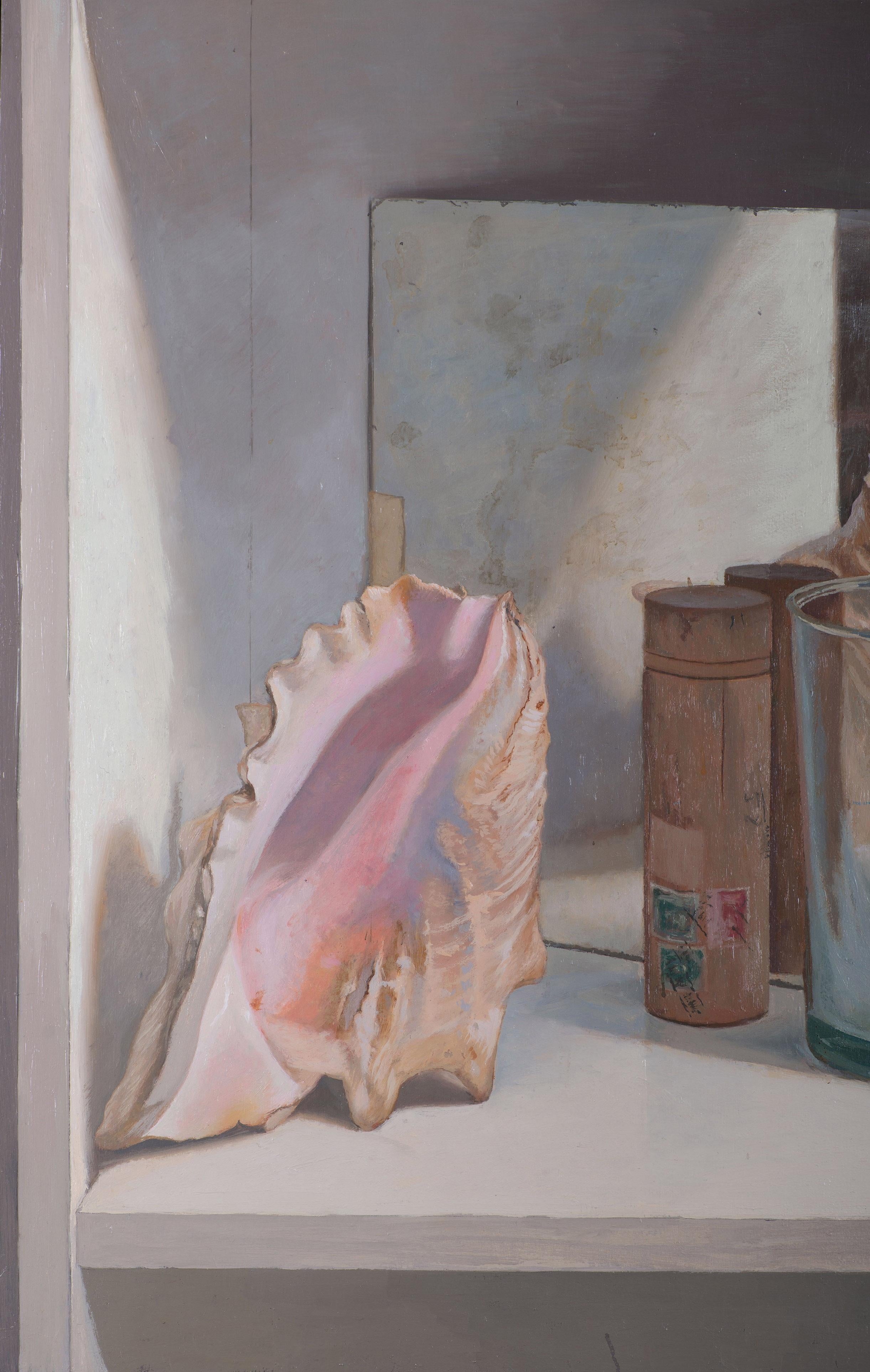 Conch mit Glaskugel (Realismus), Painting, von Juan Álvarez Cebrián