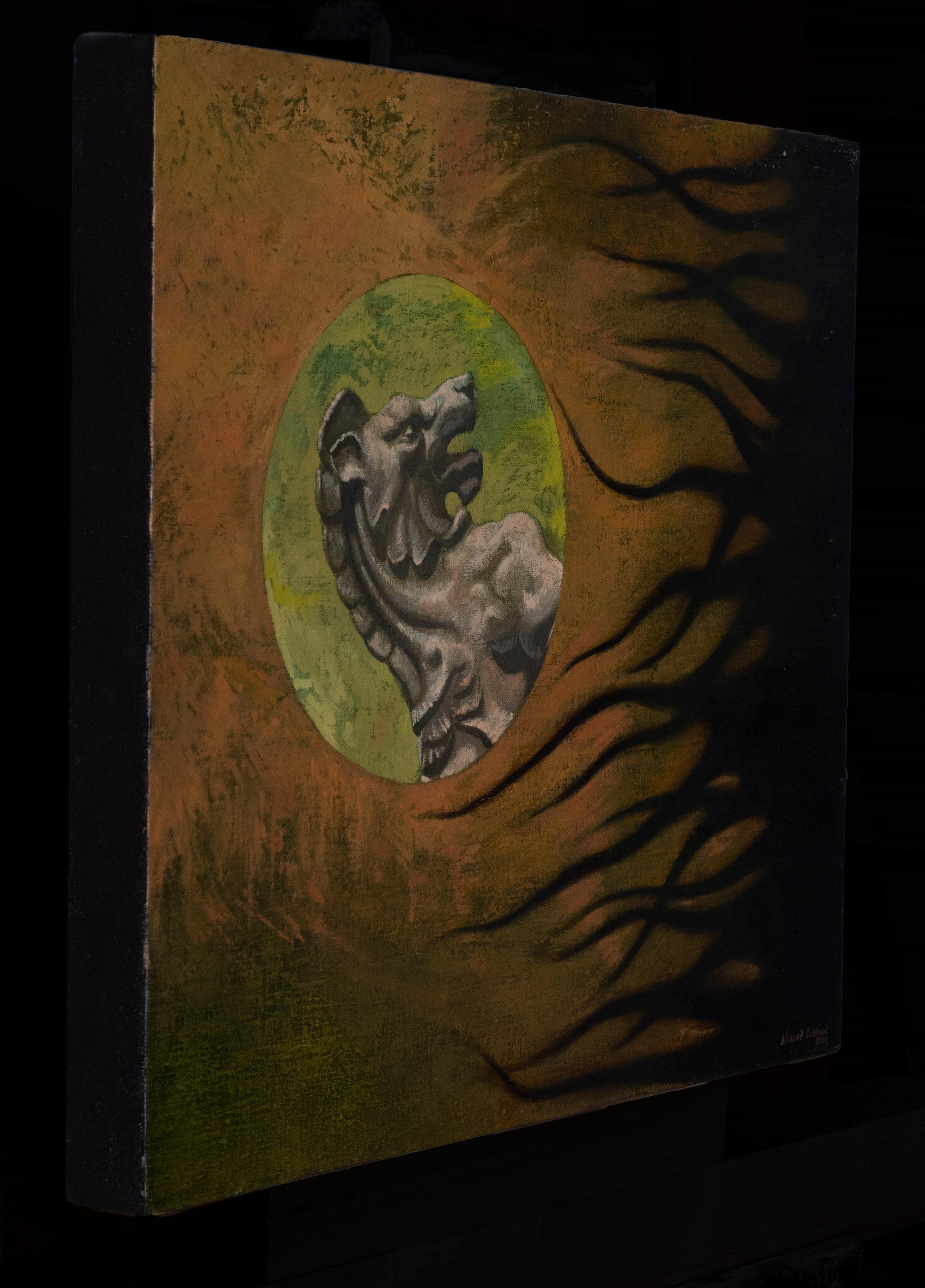 Emblem 2 - Black Figurative Painting by Juan Álvarez Cebrián